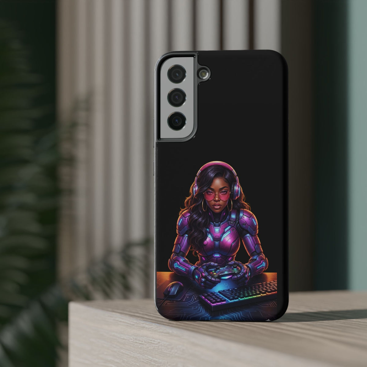 Gamer Girl Cyber Armor Phone Case — Impact‑Resistant Protective Cover