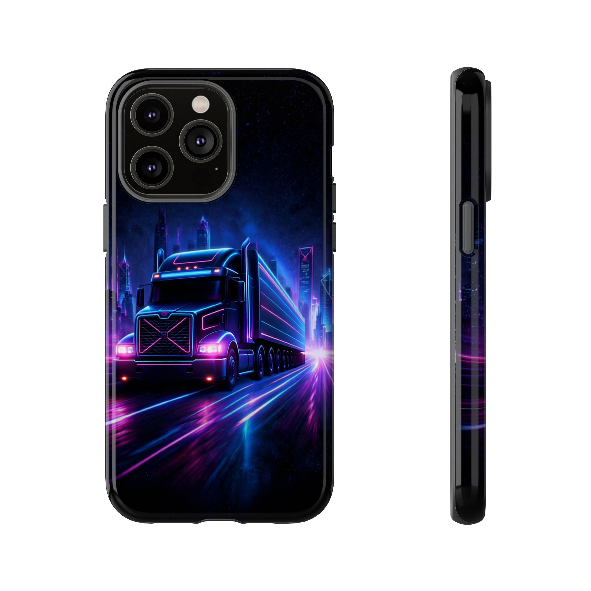 Neon Retro Rig Phone Case — Trucker Semi Truck Nightscape Protective Case