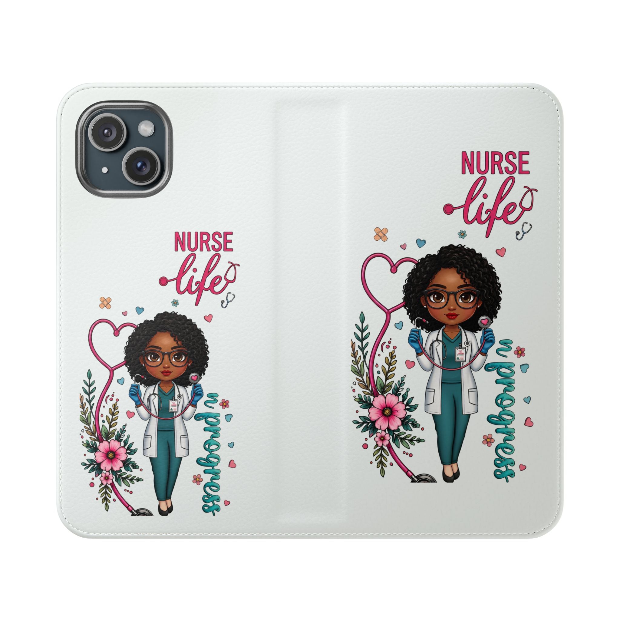 Nurse Life Floral Flip Phone Case - Medical RN Wallet Cover