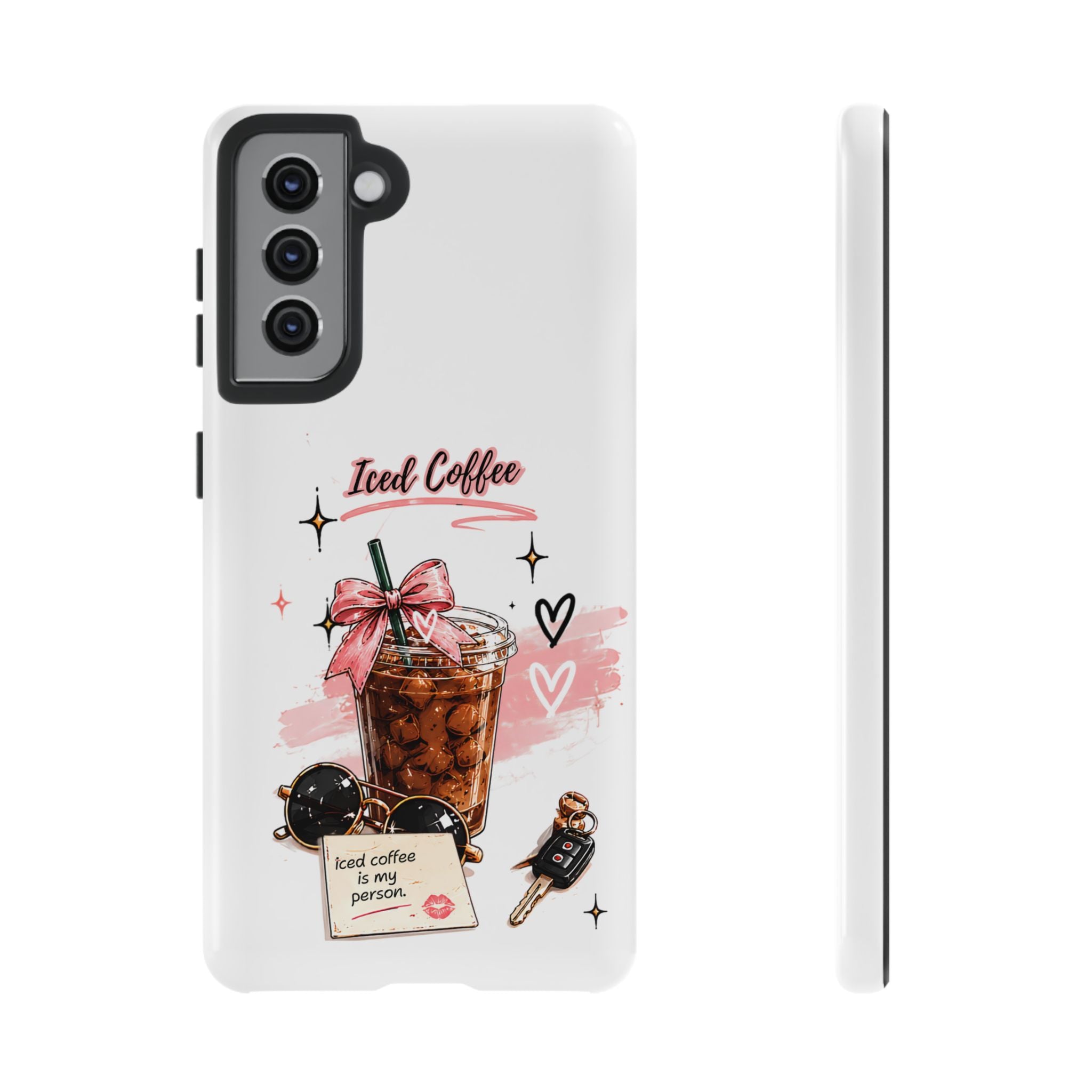 Iced Coffee Phone Case – Cute Pink Boba Design ("Iced coffee is my person")