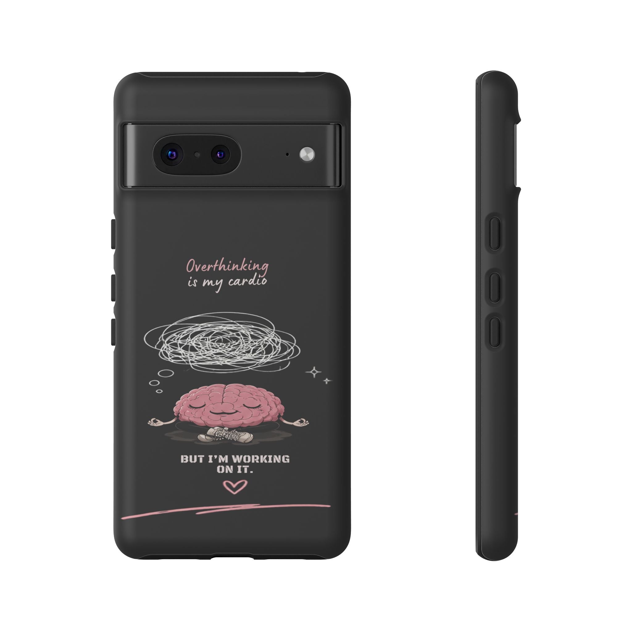 Phone Case — "Overthinking Is My Cardio" Cute Meditating Brain Protective Case