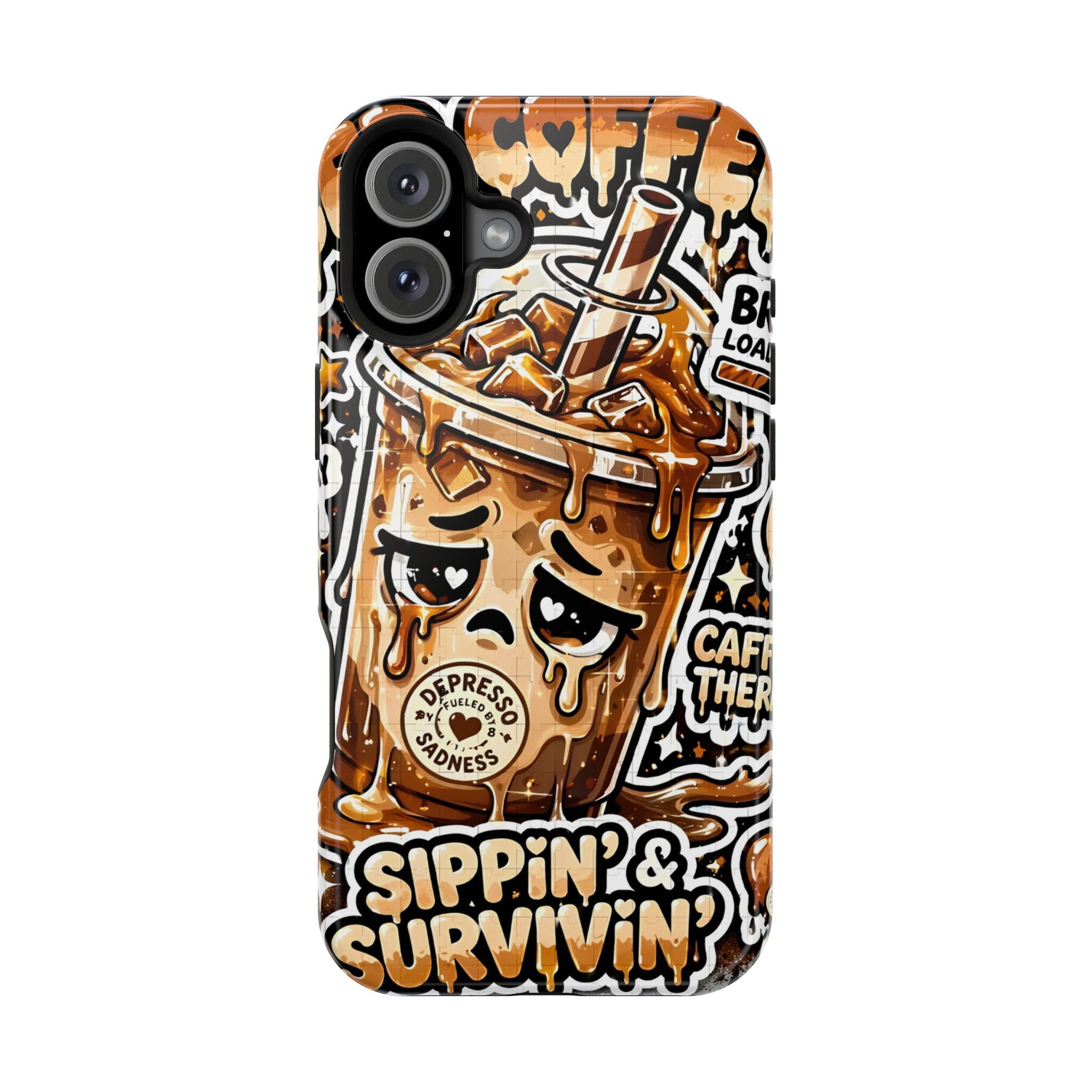 Iced Coffee Phone Case — “Sippin' & Survivin'” Magnetic Impact-Resistant Case