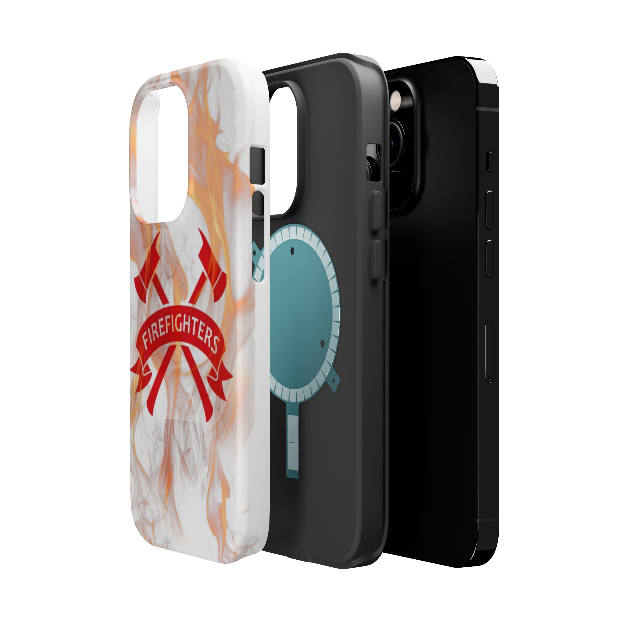 Firefighters Magnetic Impact-Resistant Phone Case — Flame Design with Maltese Cross