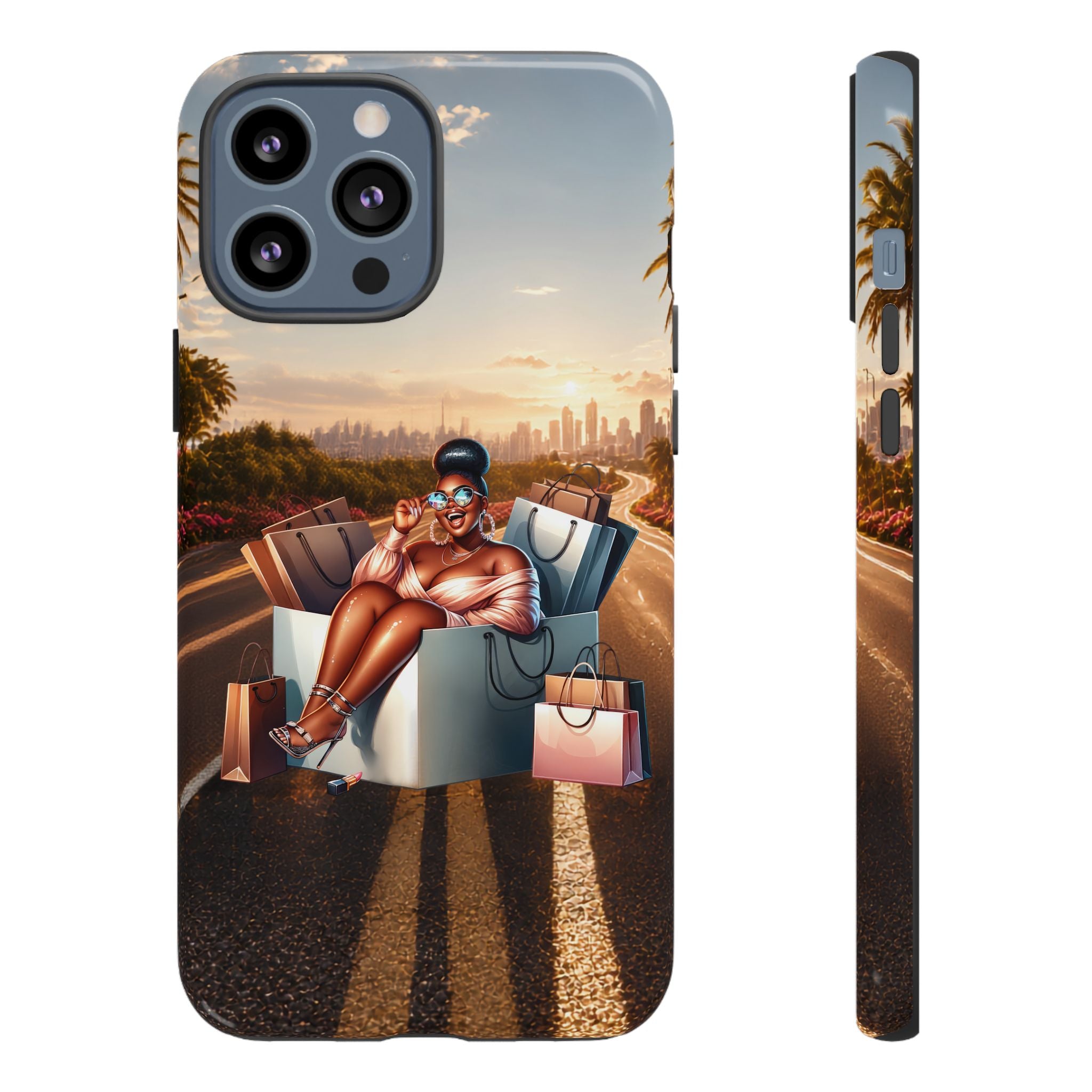 Phone Case — Chic Shopper Illustration on Cloud Background
