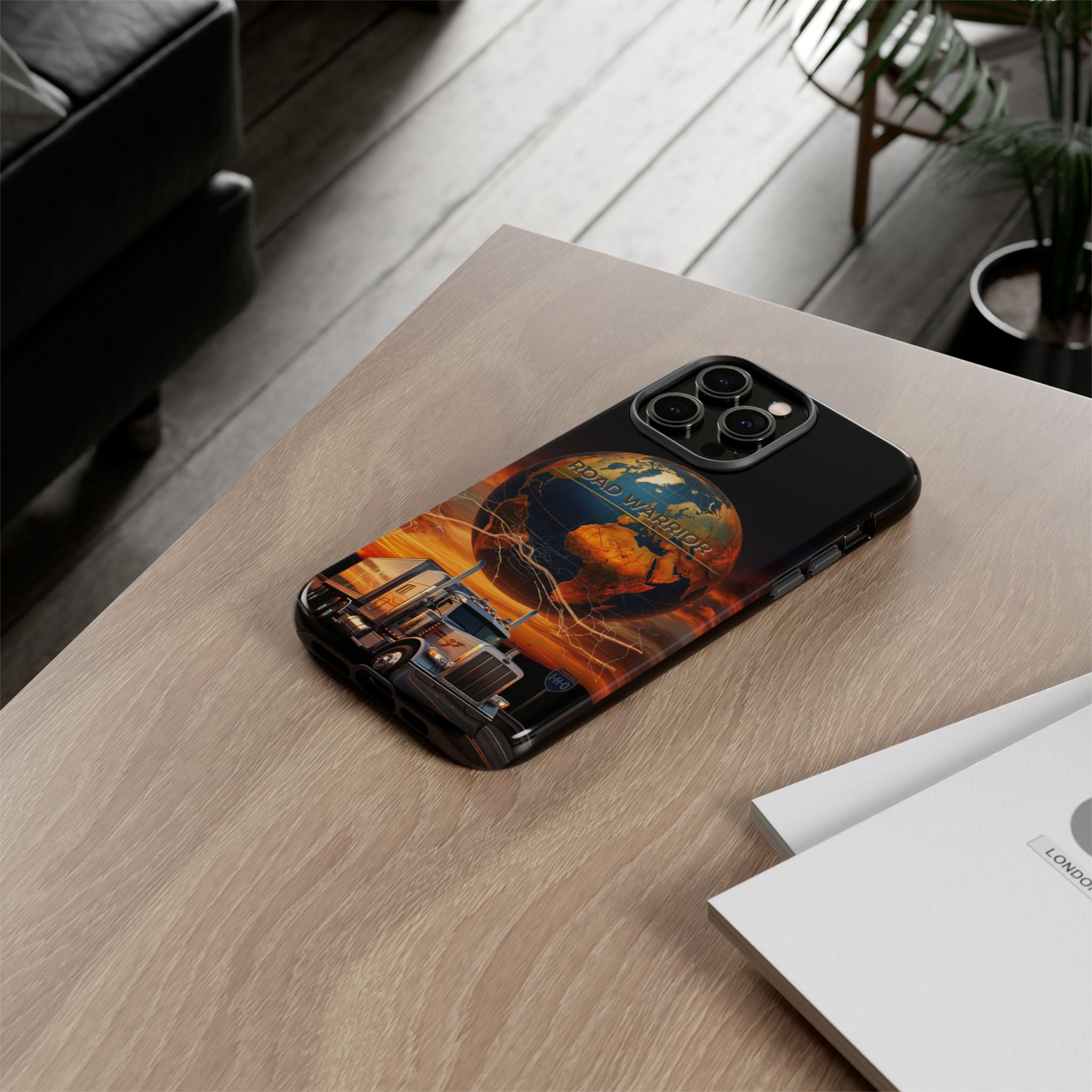 Truck Driver Phone Case — 'Global Road Warrior' Semi Truck Globe Tough Phone Cover