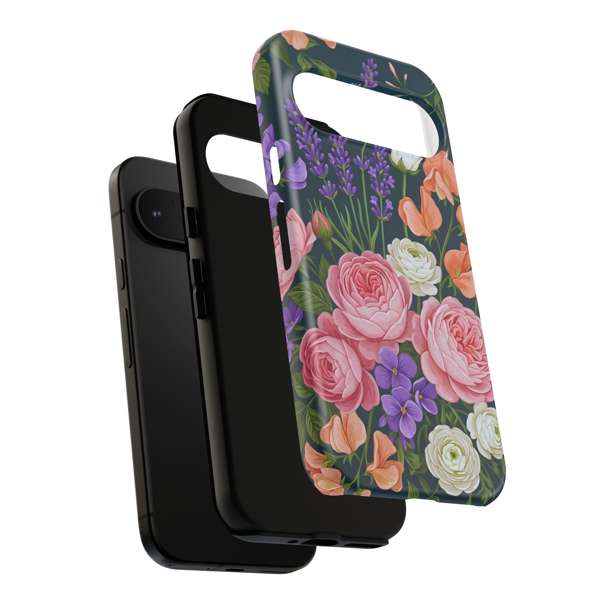 Floral Bouquet Phone Case — Vintage Roses & Lavender Protective Cover
