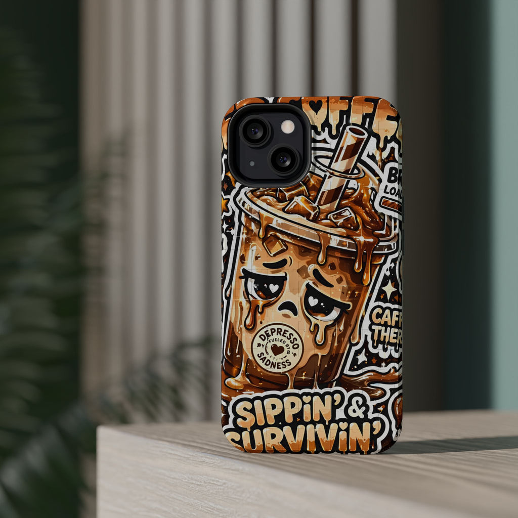 Iced Coffee Phone Case — “Sippin' & Survivin'” Magnetic Impact-Resistant Case