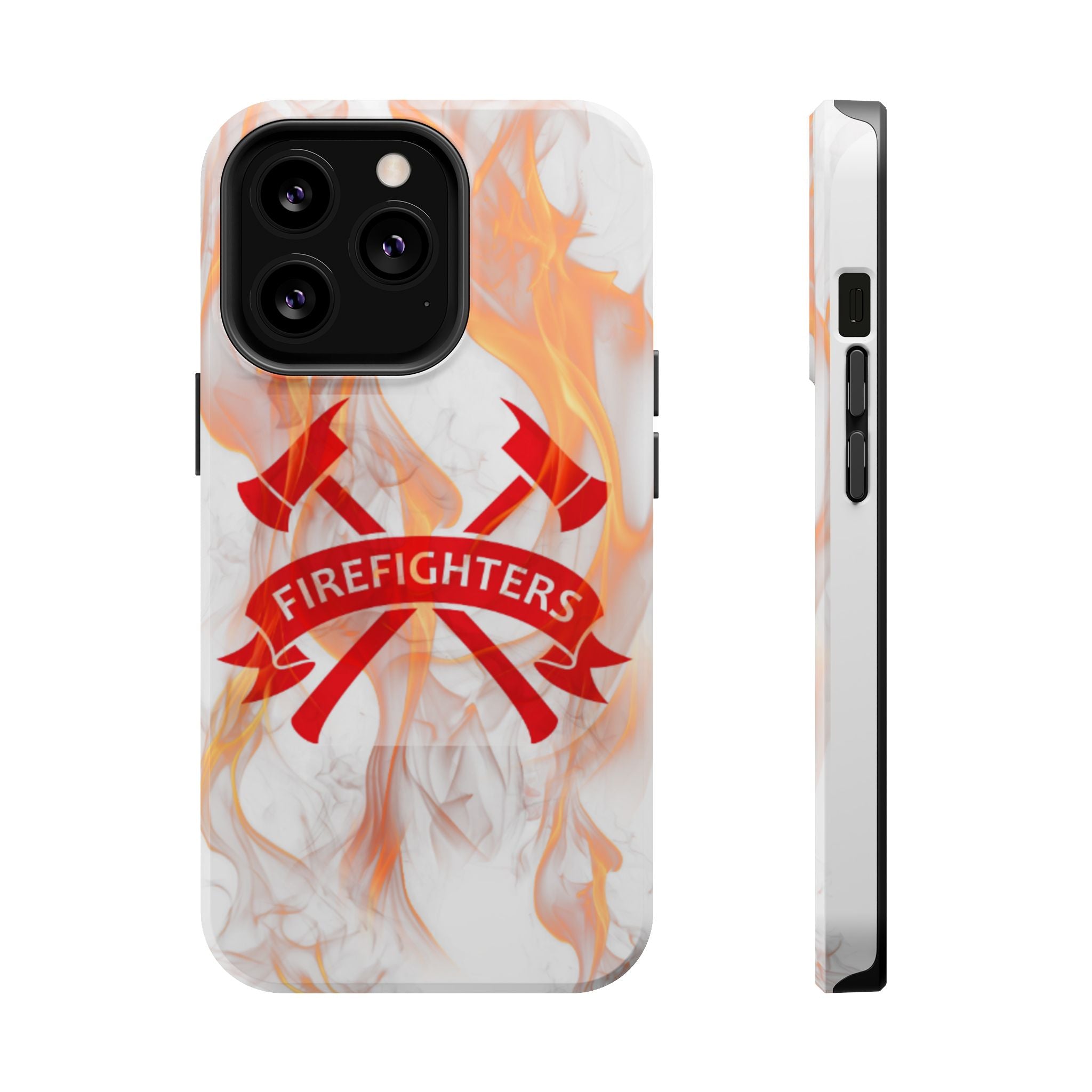 Firefighters Magnetic Impact-Resistant Phone Case — Flame Design with Maltese Cross