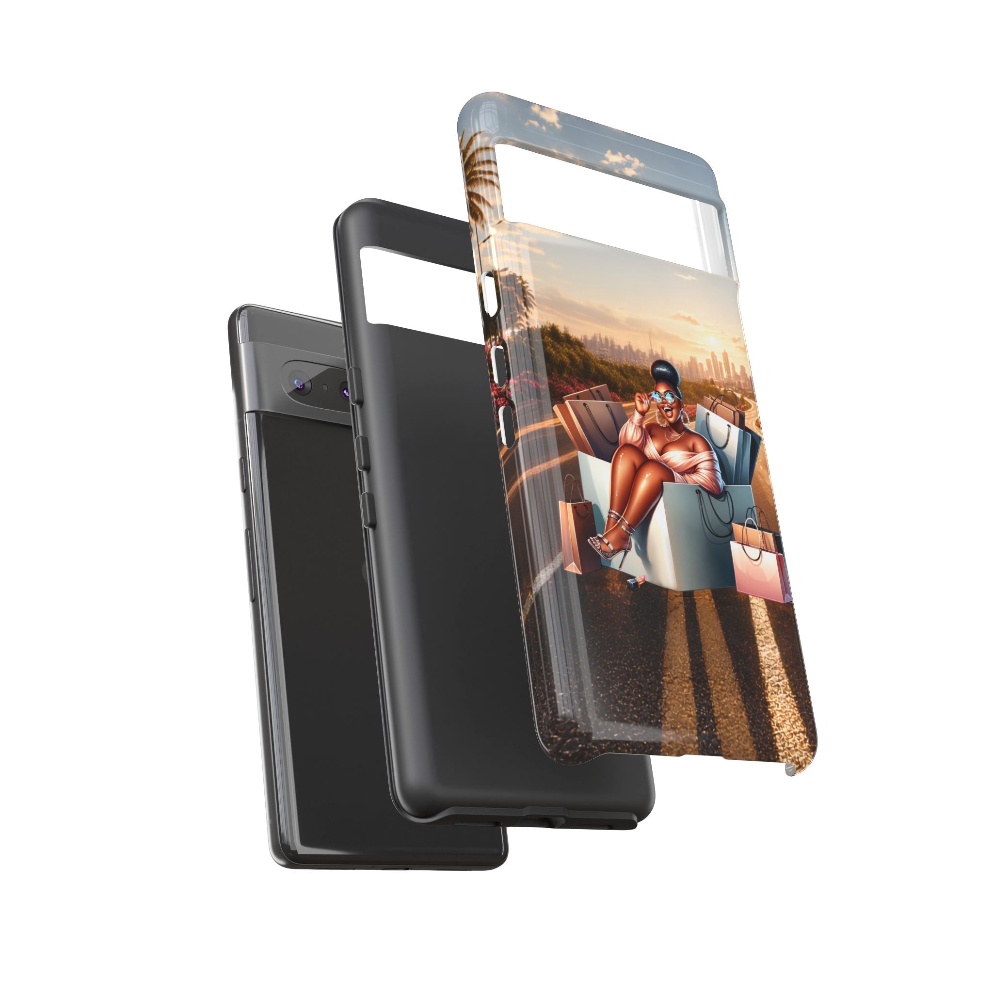 Phone Case — Chic Shopper Illustration on Cloud Background