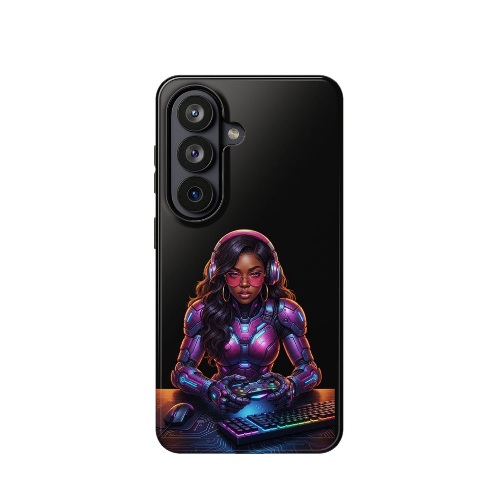Gamer Girl Cyber Armor Phone Case — Impact‑Resistant Protective Cover