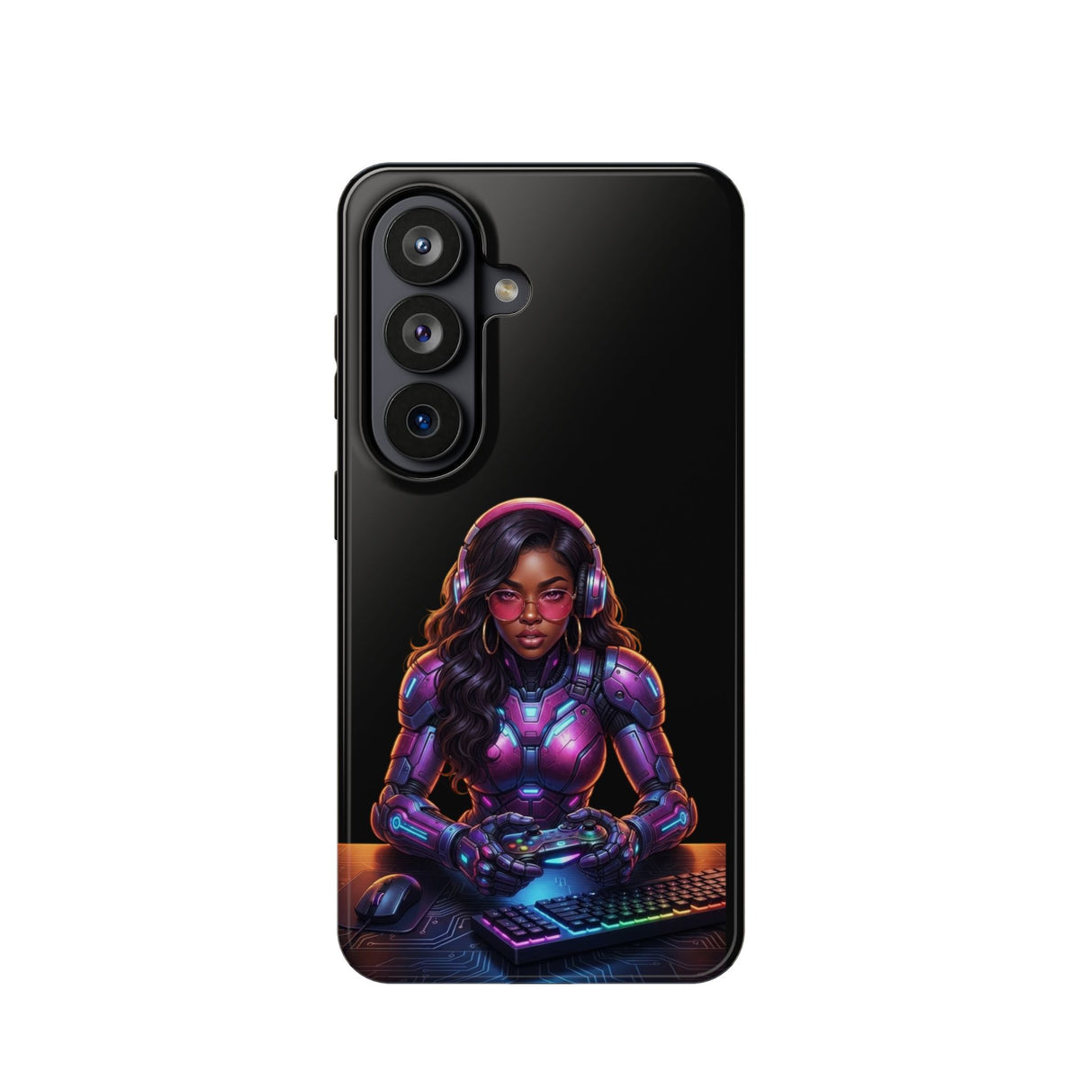 Gamer Girl Cyber Armor Phone Case — Impact‑Resistant Protective Cover