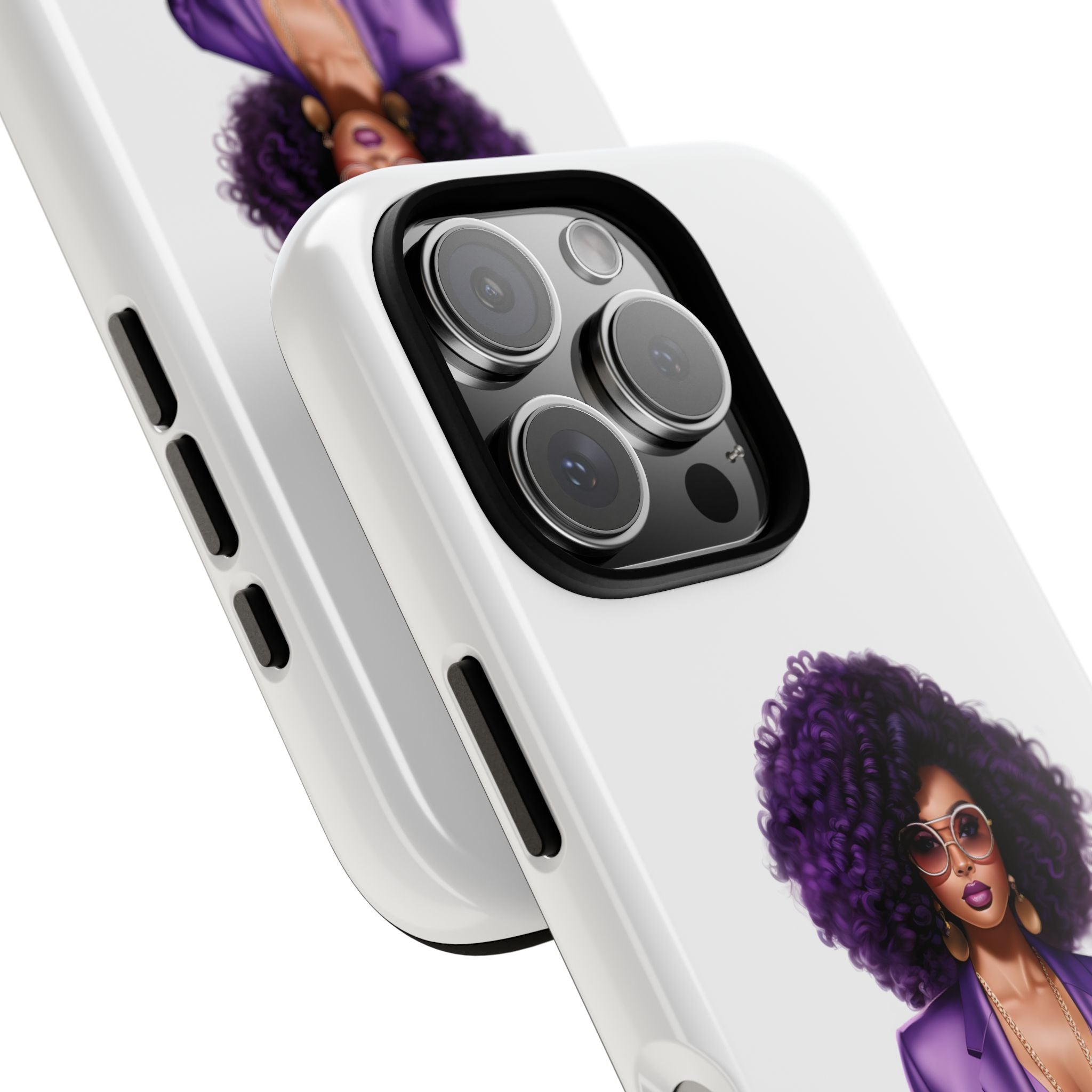 Purple Power Woman Phone Case — Afro Chic Businesswoman Protective Phone Cover