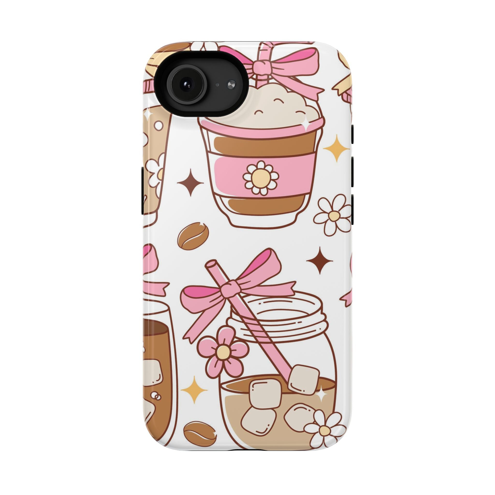 Cute Pink Coffee & Latte Pattern Impact Phone Case