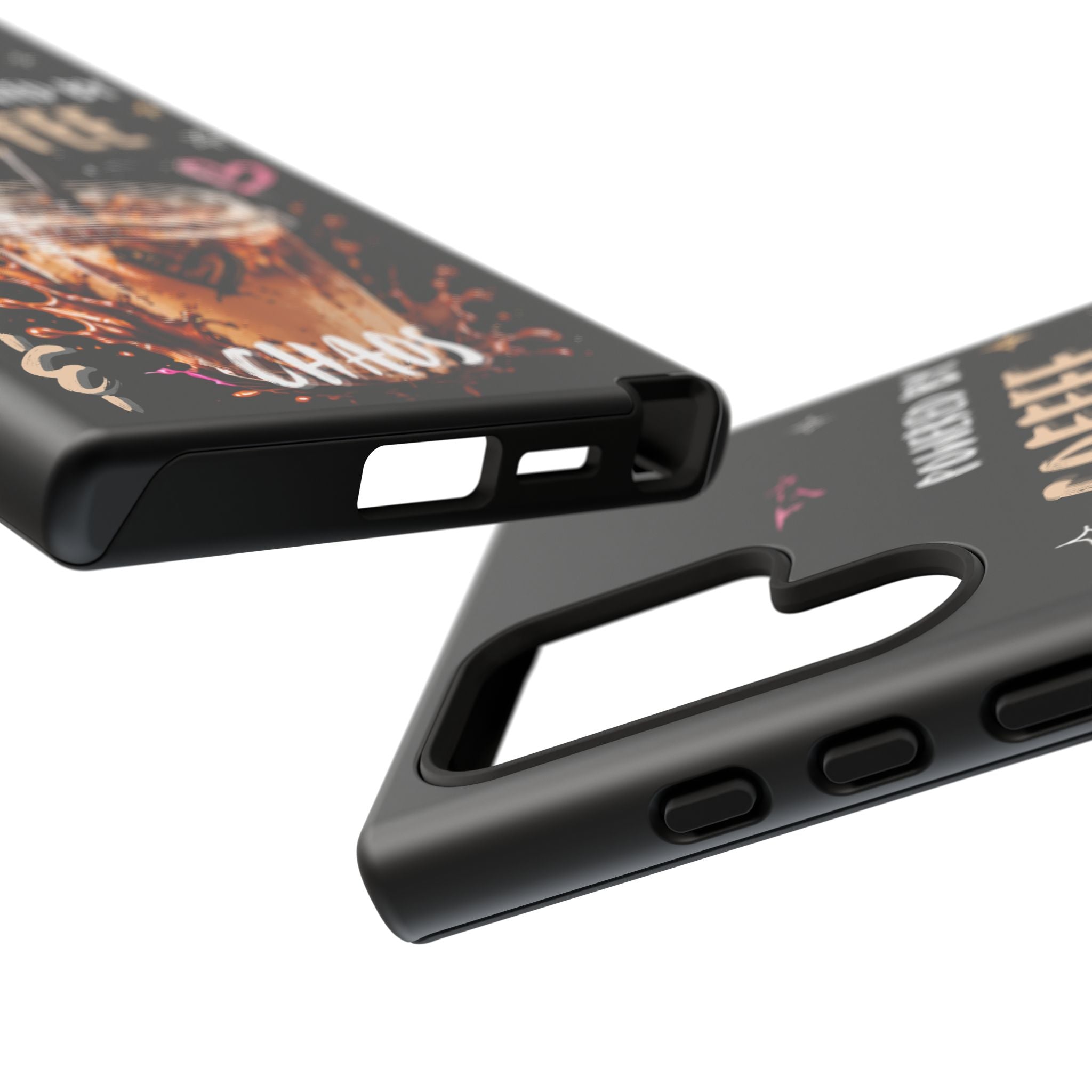 Phone Case — "Powered by Coffee & Chaos" Iced Coffee Protective Cover