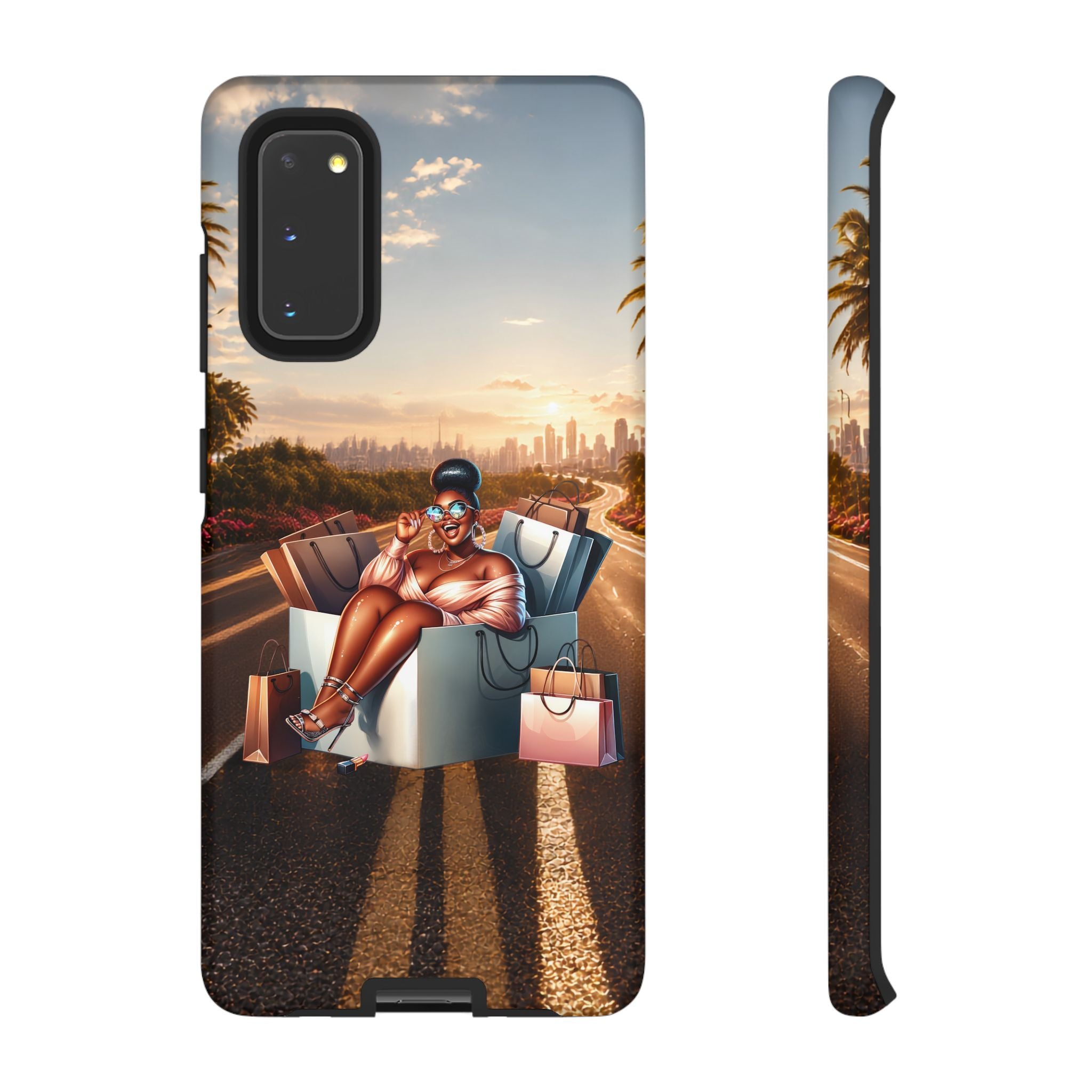 Phone Case — Chic Shopper Illustration on Cloud Background