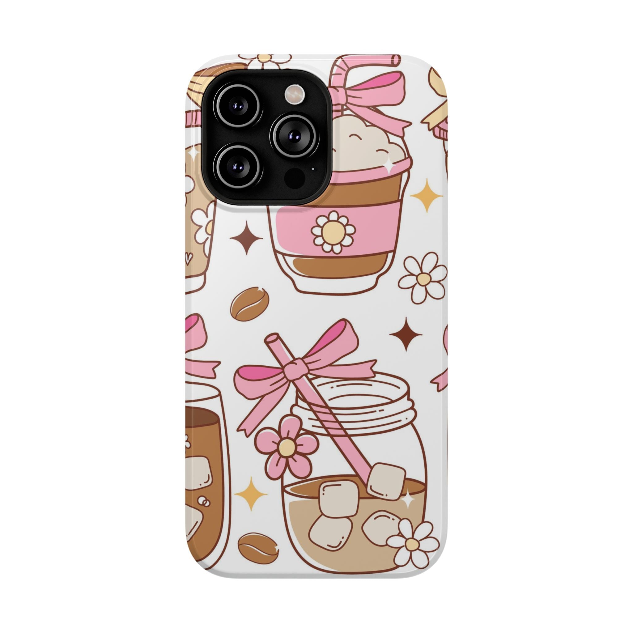 Cute Pink Coffee & Latte Pattern Impact Phone Case