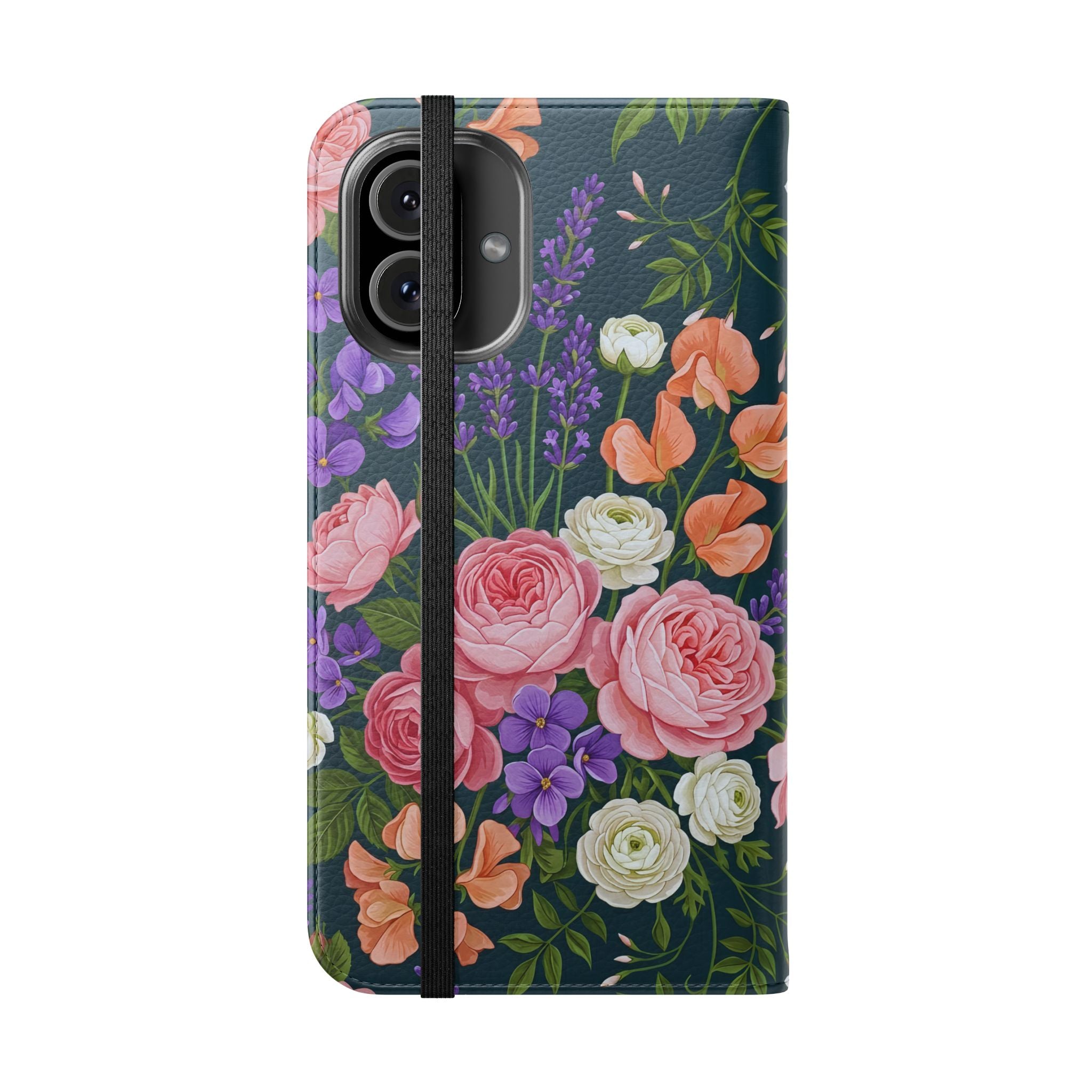 Floral Flip Phone Case -Wallet Cover with Card Slots
