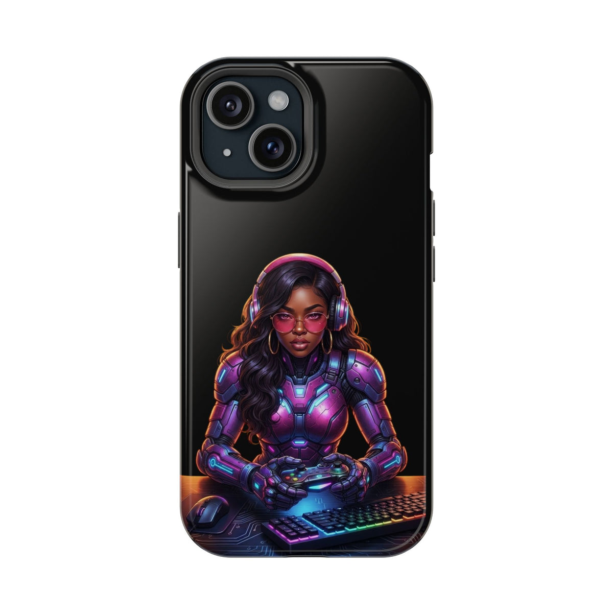 Gamer Girl Cyber Armor Phone Case — Impact‑Resistant Protective Cover