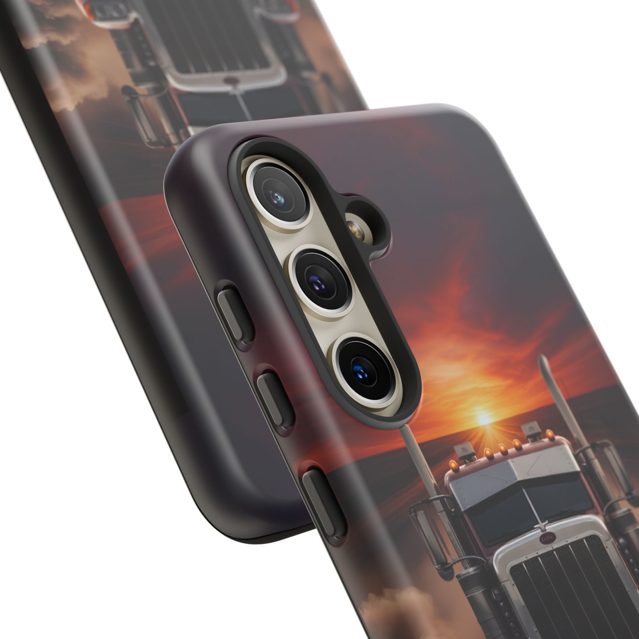 Truck Phone Case — "No Roads. No Limits." Sunset Semi Truck Protective Case