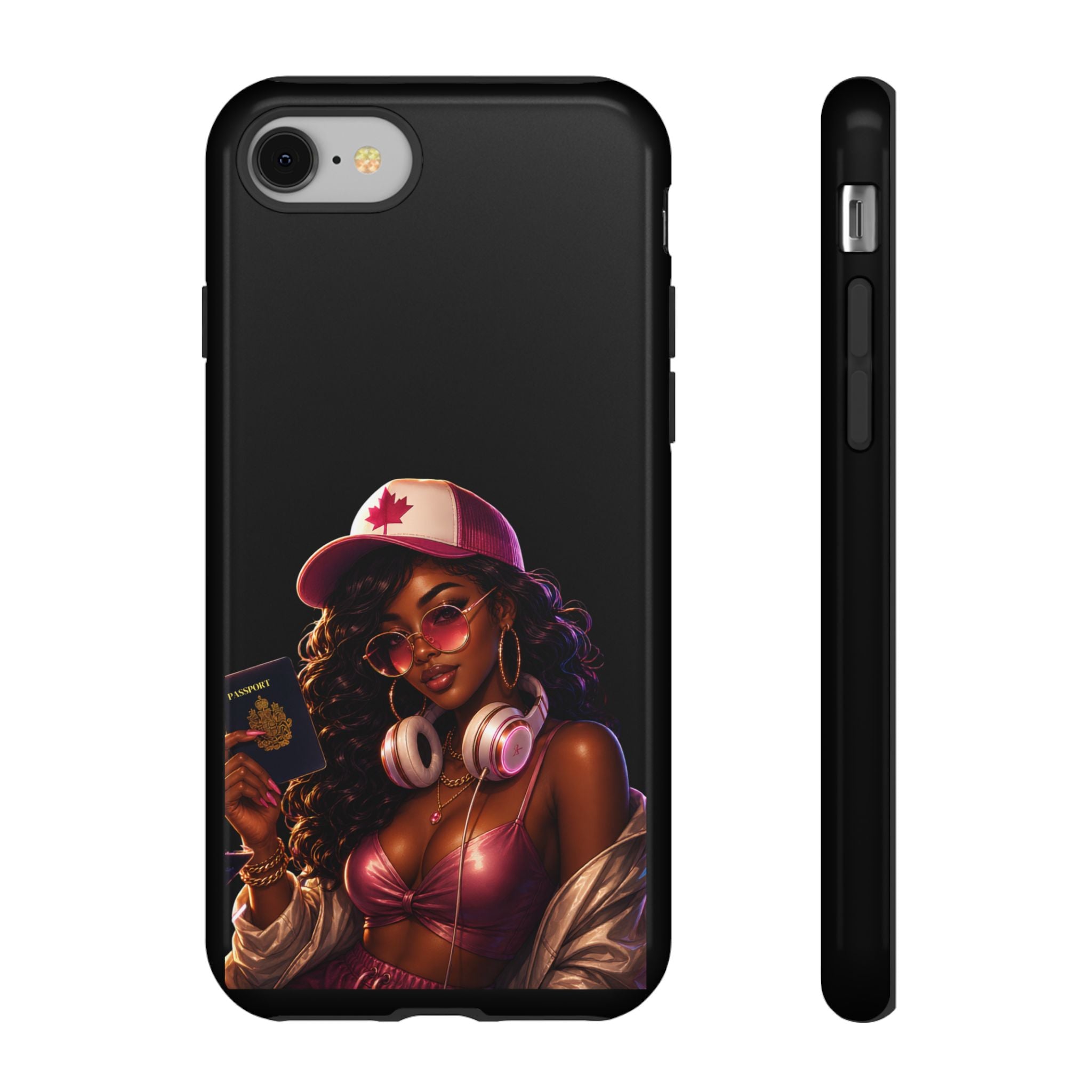 Phone Case — Stylish Urban Woman Design with Maple Cap