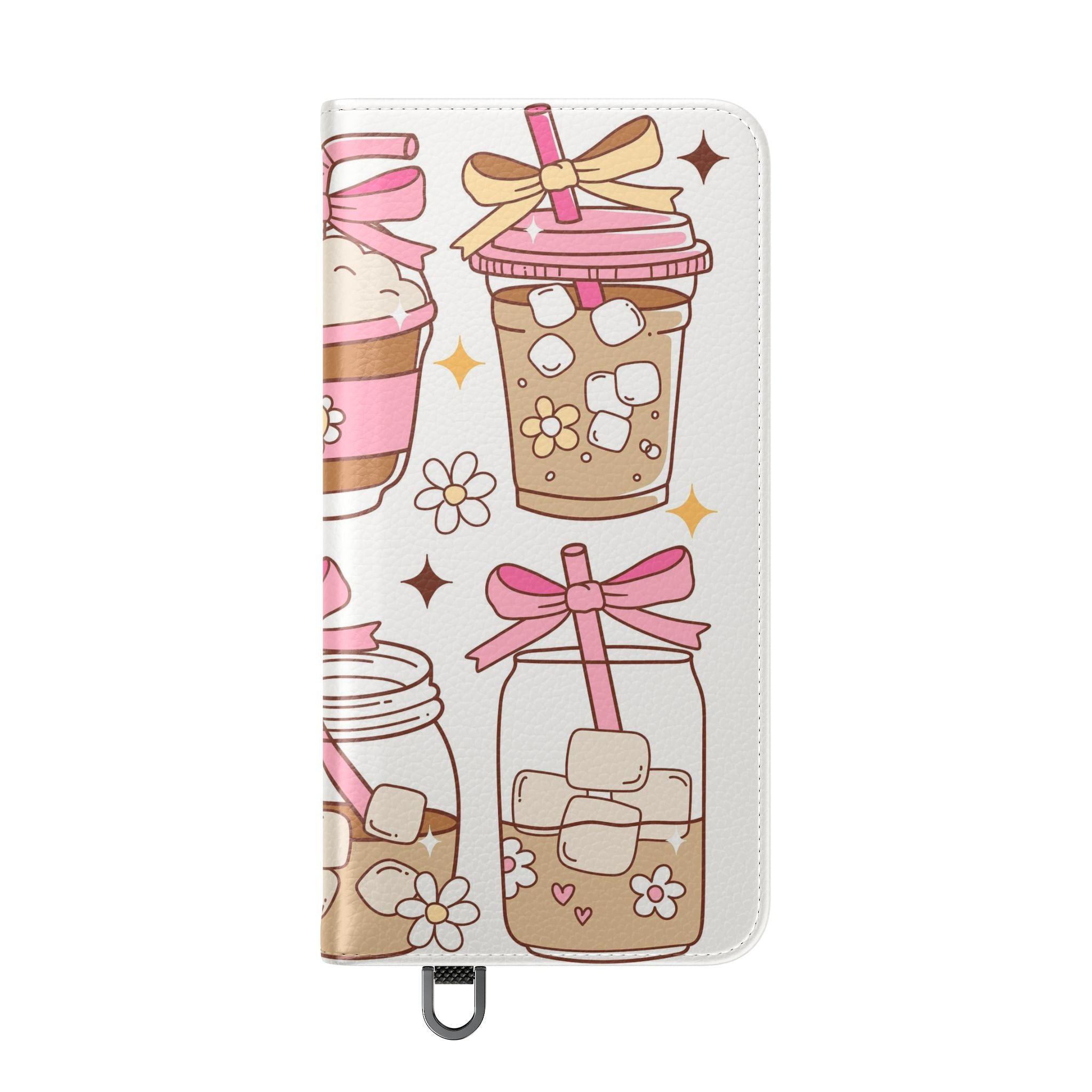 Cute Coffee & Latte Flip Phone Case – Cozy Boba & Dessert Wallet Cover