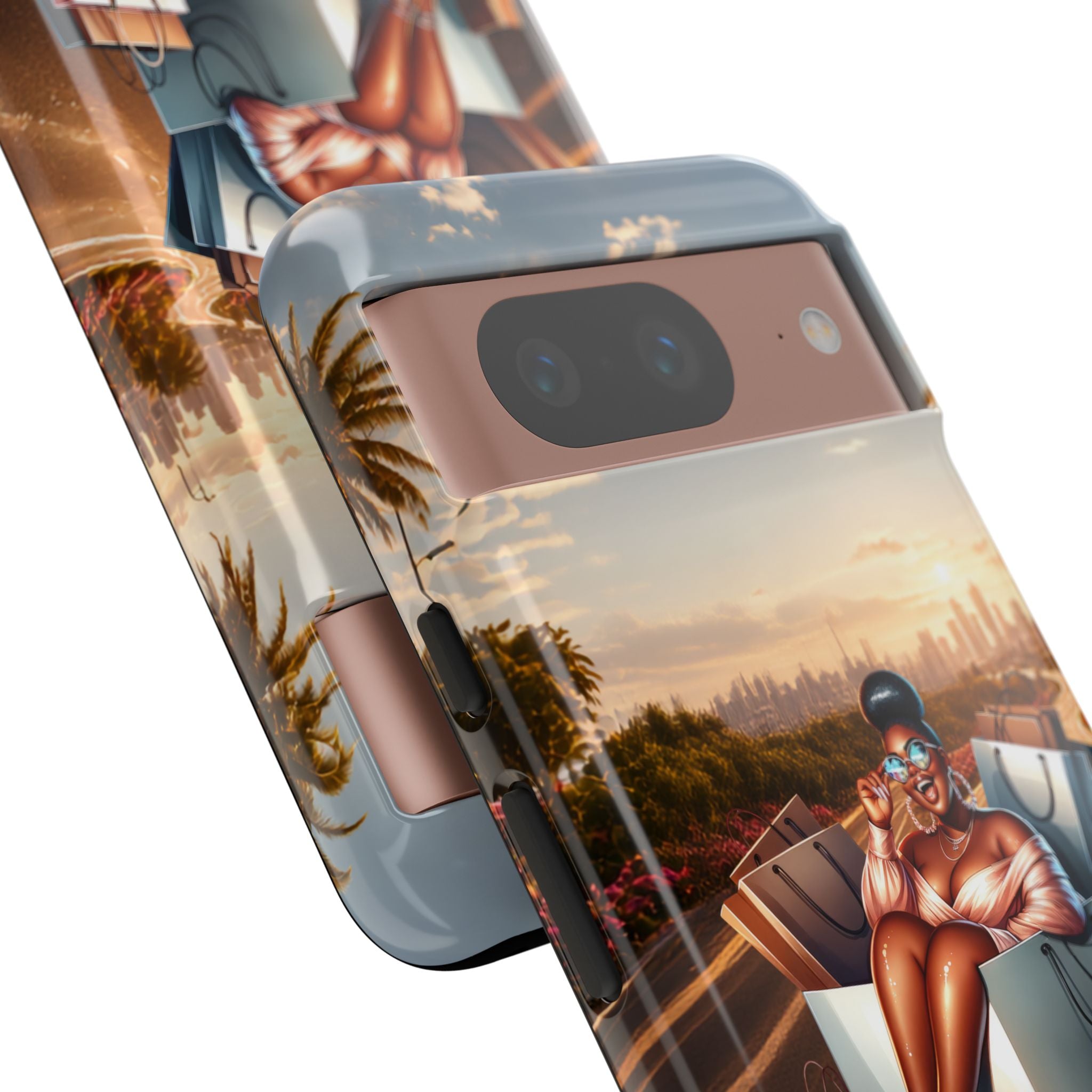 Phone Case — Chic Shopper Illustration on Cloud Background