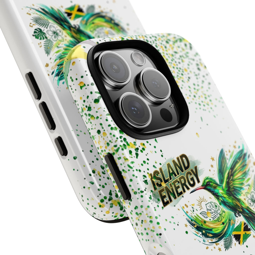 Island Energy Tough Phone Case — Colorful Hummingbird & Tropical Sunset Protective Cover