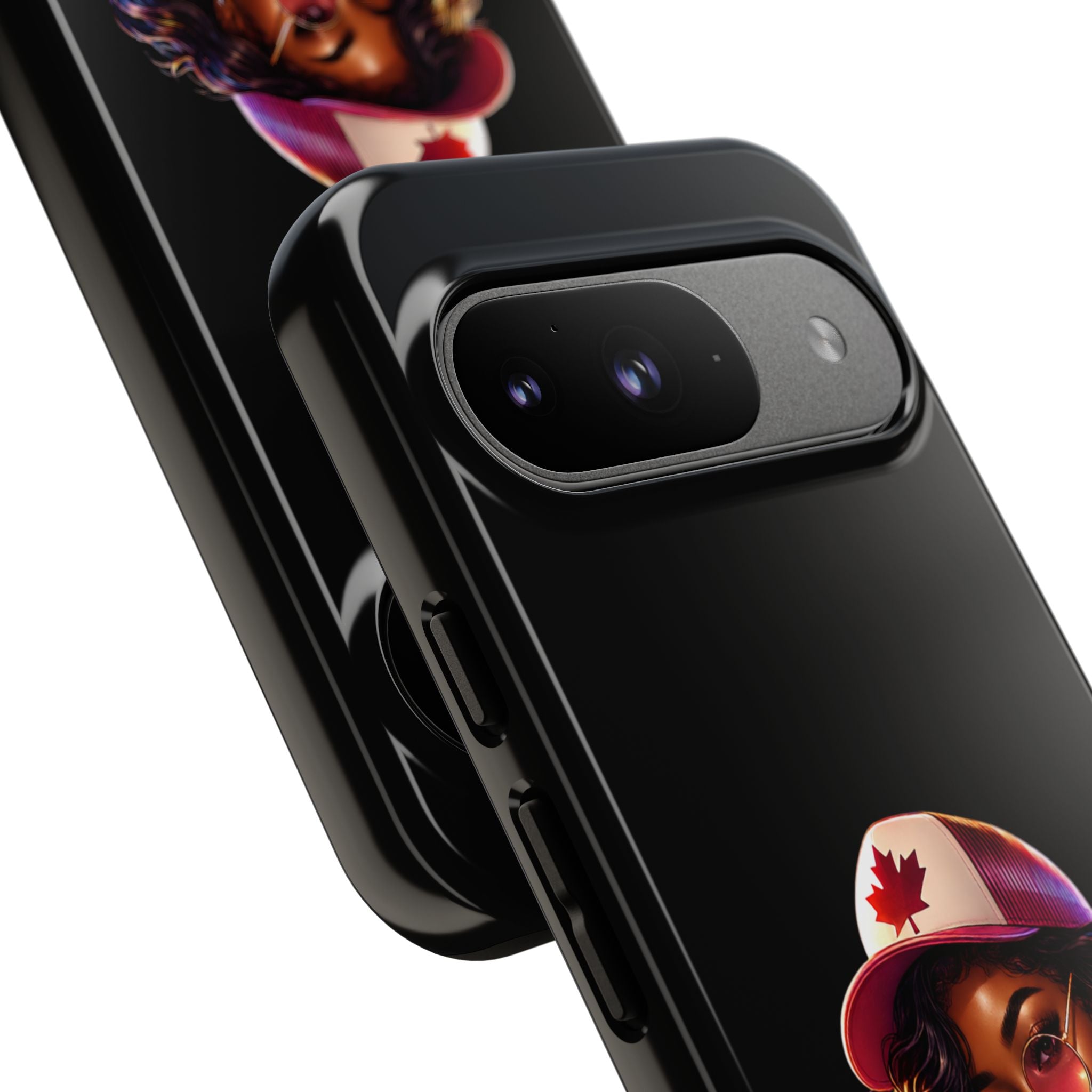 Canadian Vibes Phone Case — Afrobeat Girl with Headphones & Passport Design