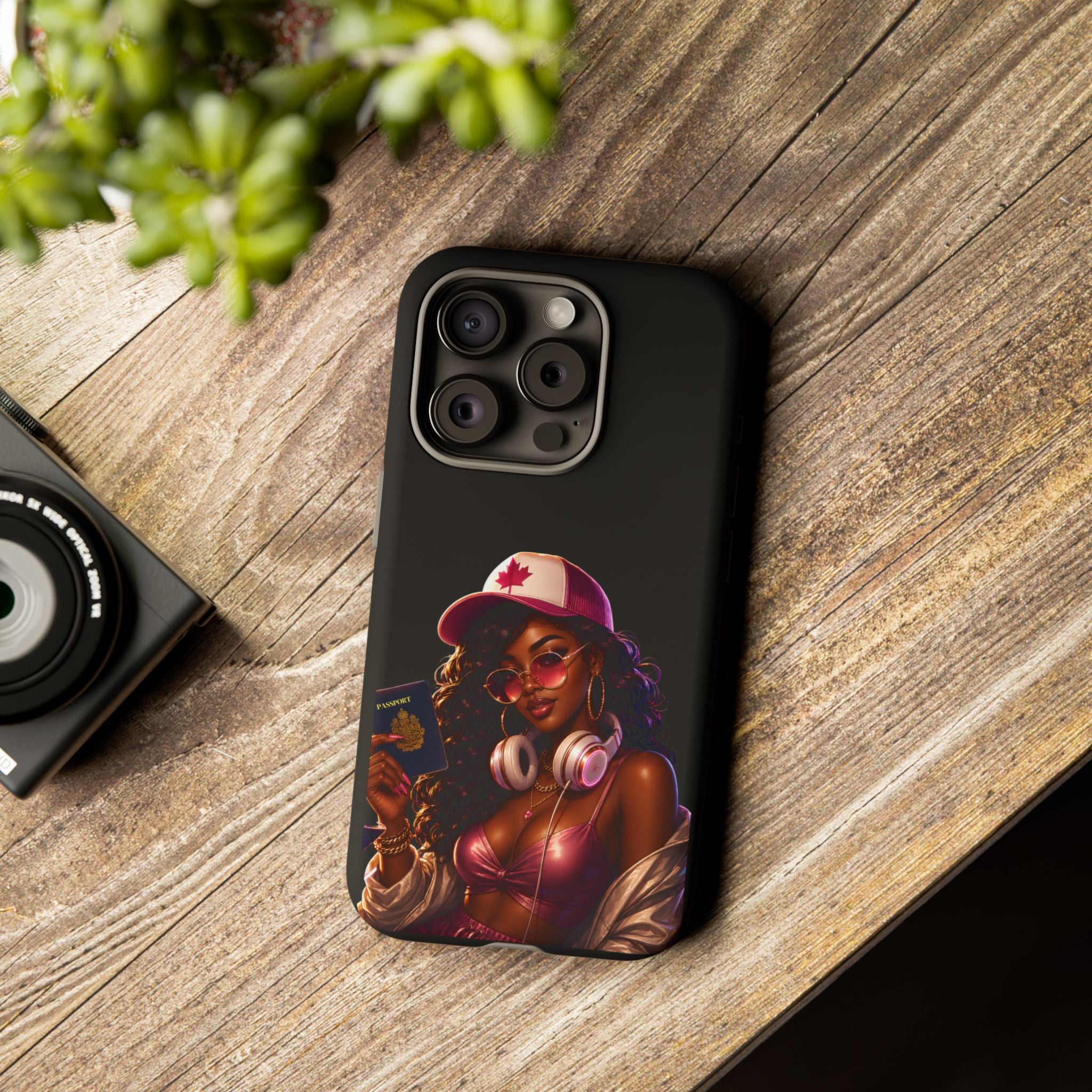Phone Case — Stylish Urban Woman Design with Maple Cap