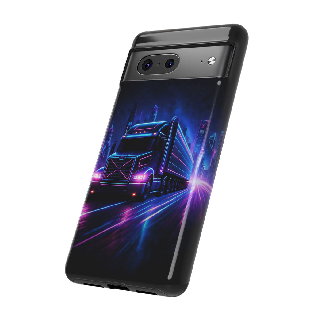 Neon Retro Rig Phone Case — Trucker Semi Truck Nightscape Protective Case