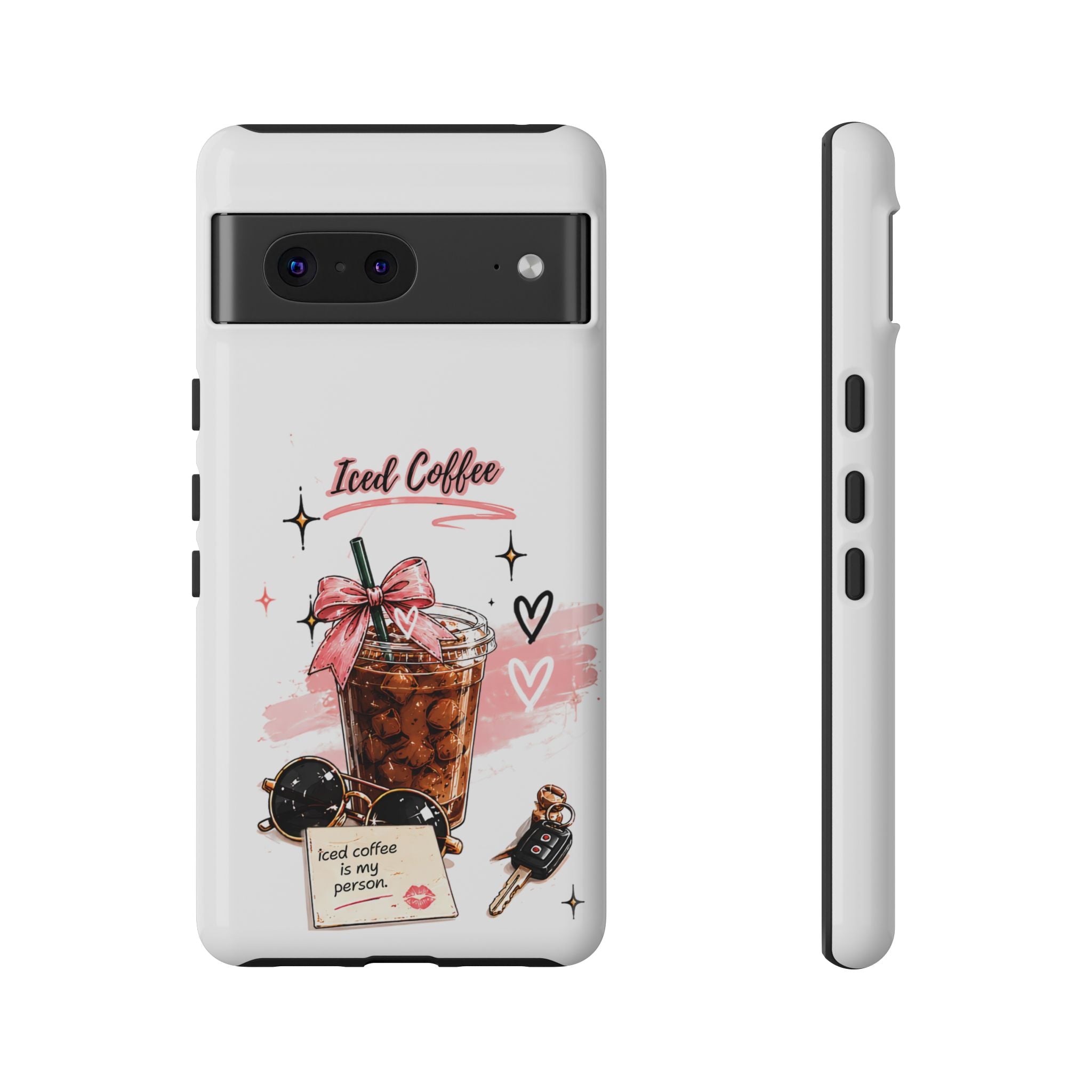 Iced Coffee Phone Case – Cute Pink Boba Design ("Iced coffee is my person")