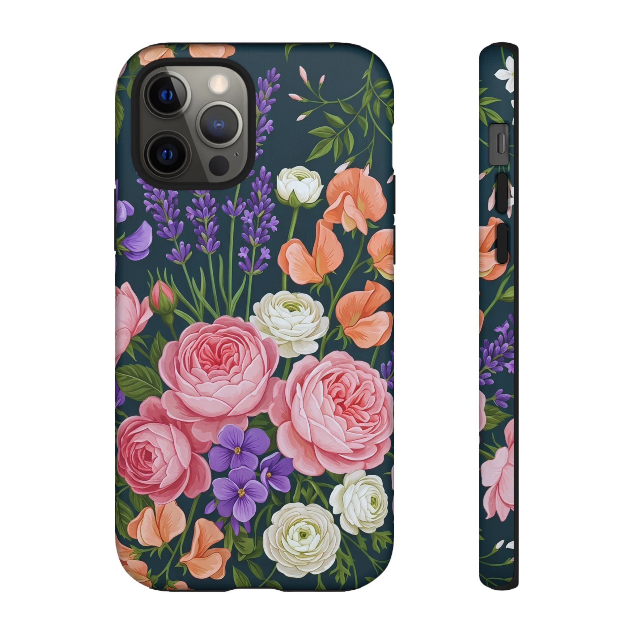 Floral Bouquet Phone Case — Vintage Roses & Lavender Protective Cover