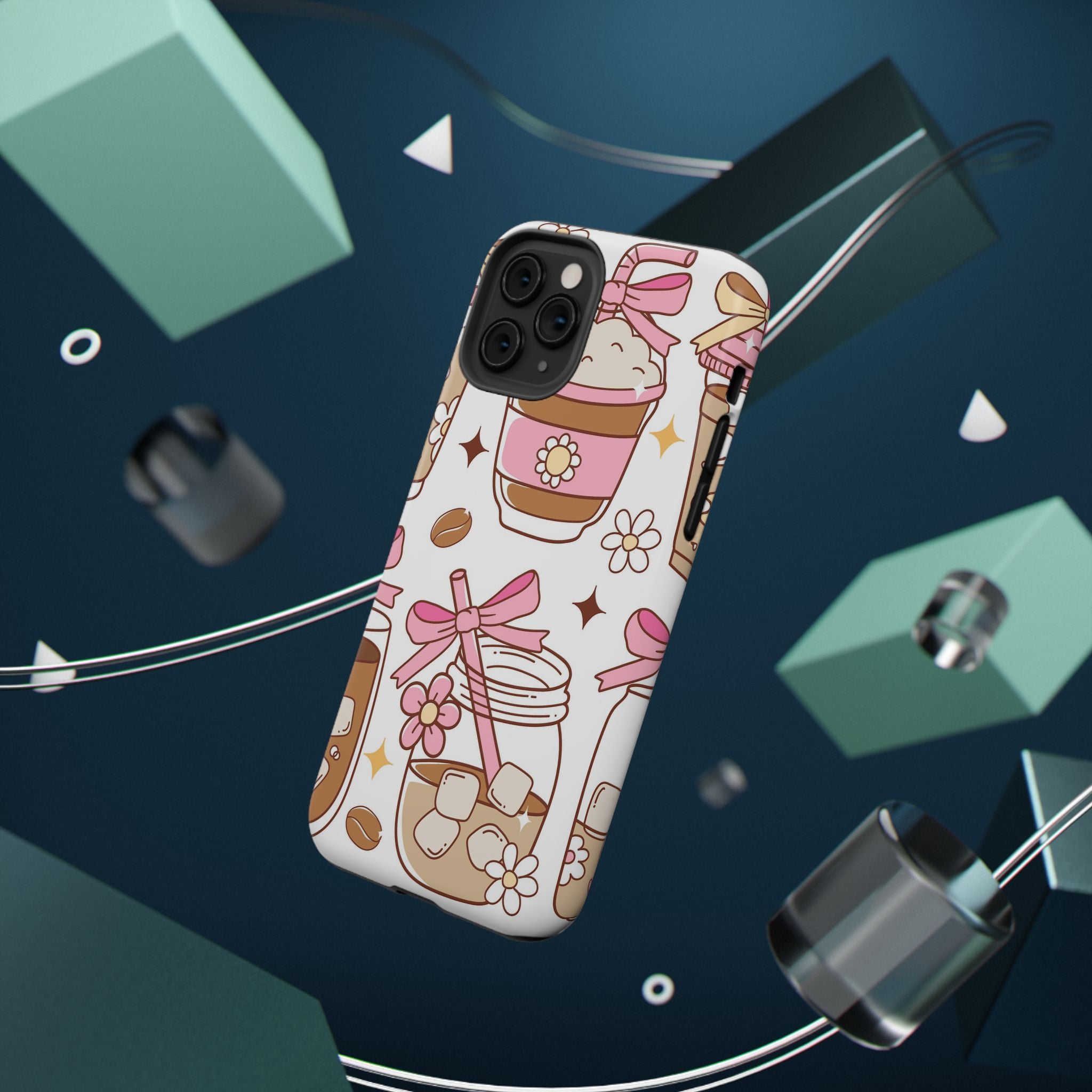 Cute Pink Coffee & Latte Pattern Impact Phone Case