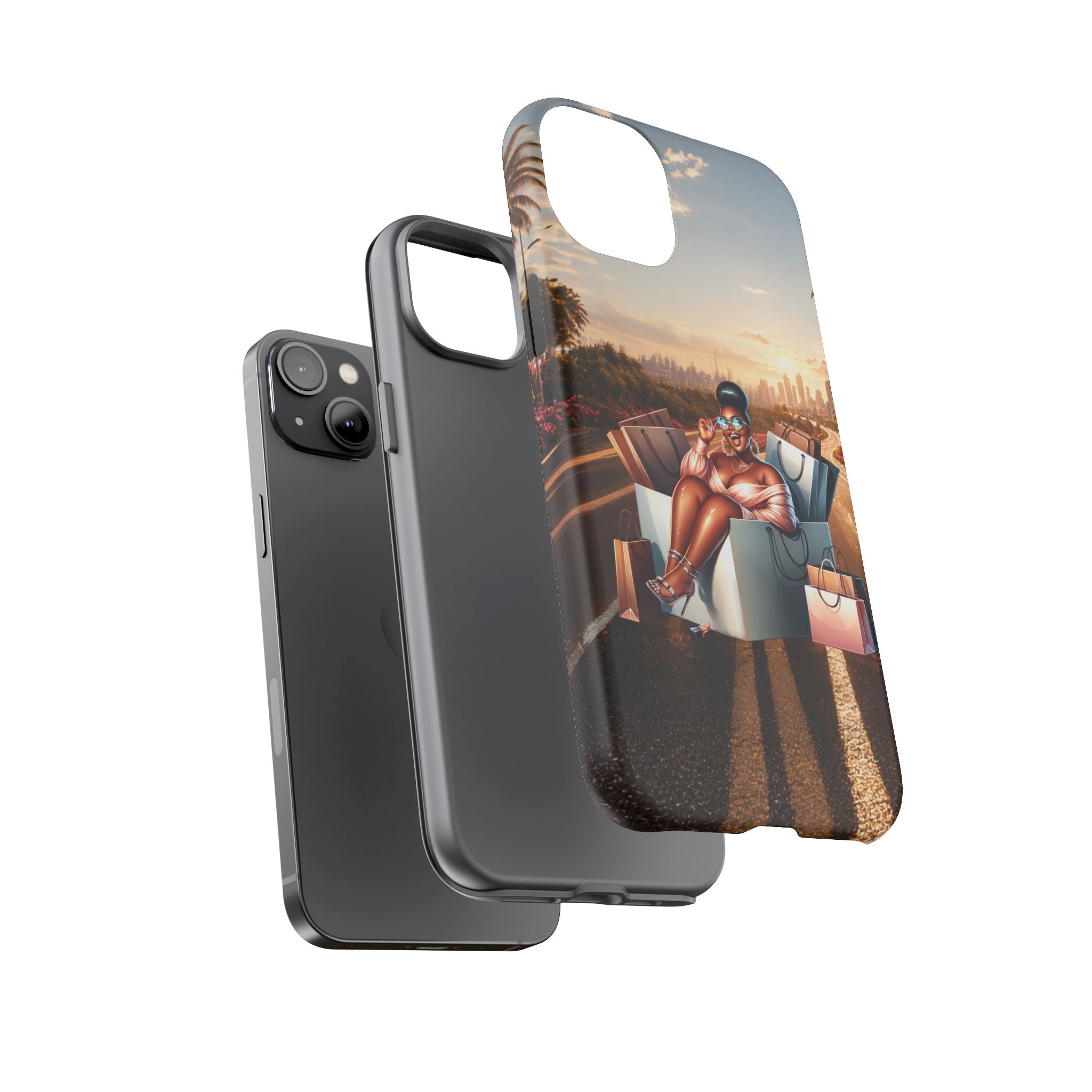 Phone Case — Chic Shopper Illustration on Cloud Background
