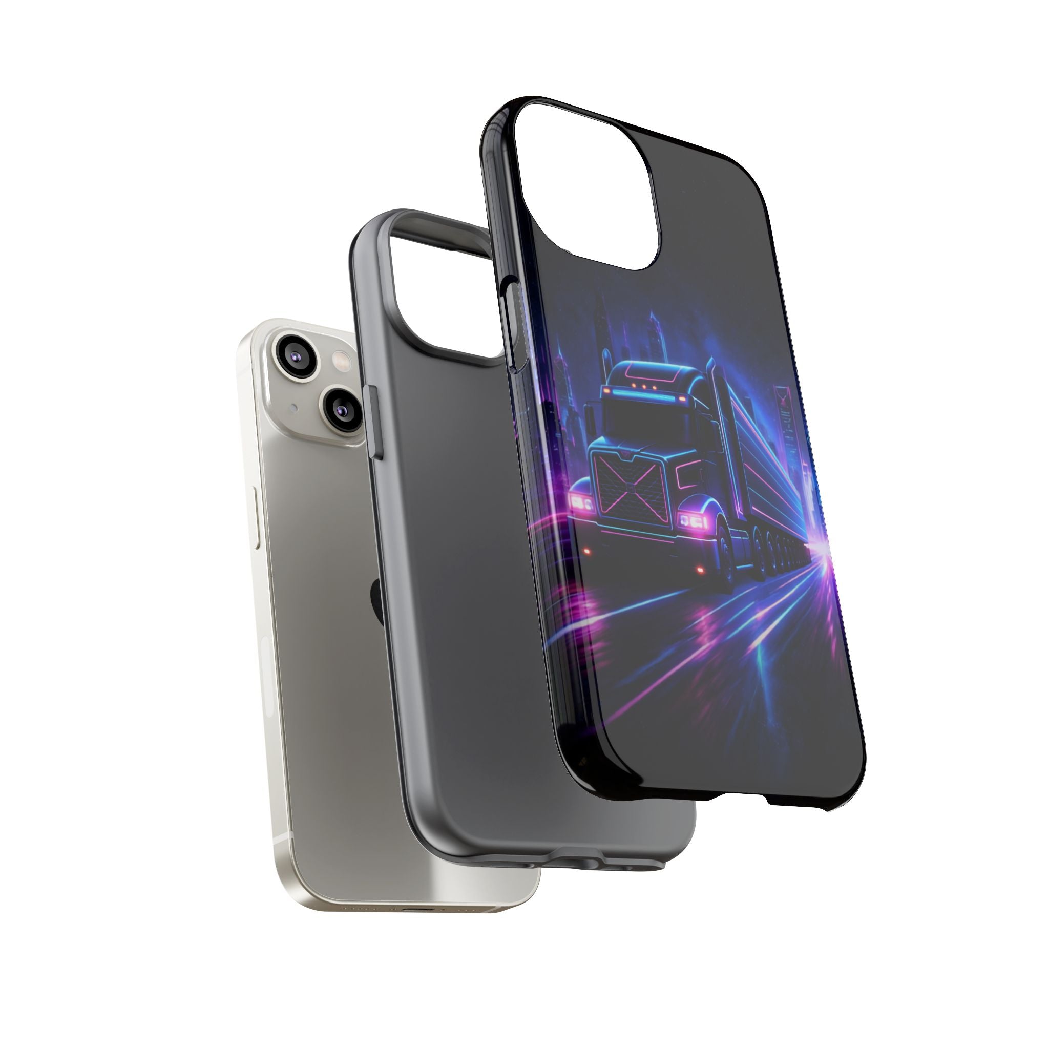 Neon Retro Rig Phone Case — Trucker Semi Truck Nightscape Protective Case