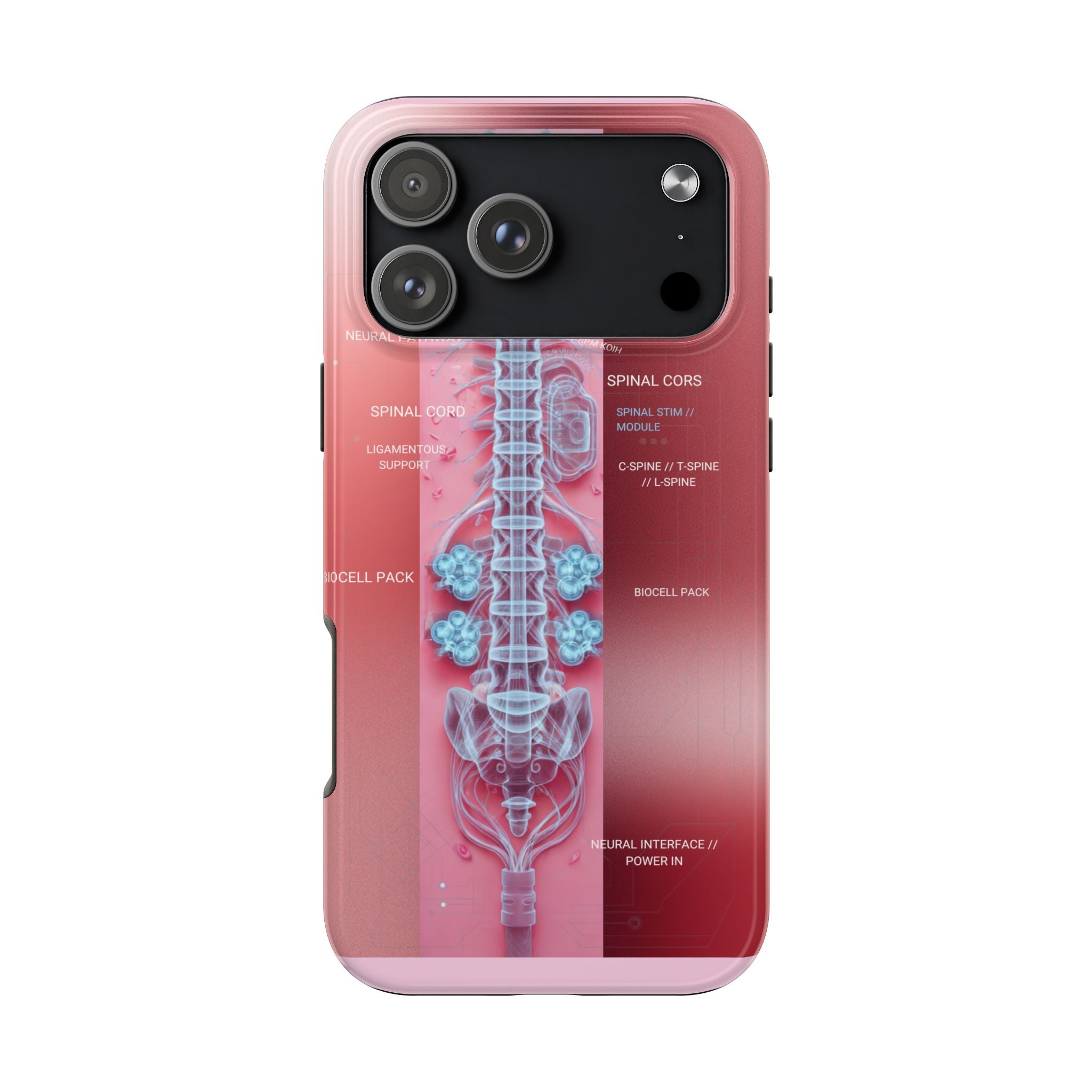 Anatomical Spine Tough Phone Case — Medical X-Ray Design, ‘Spinal Cord’ Labelled