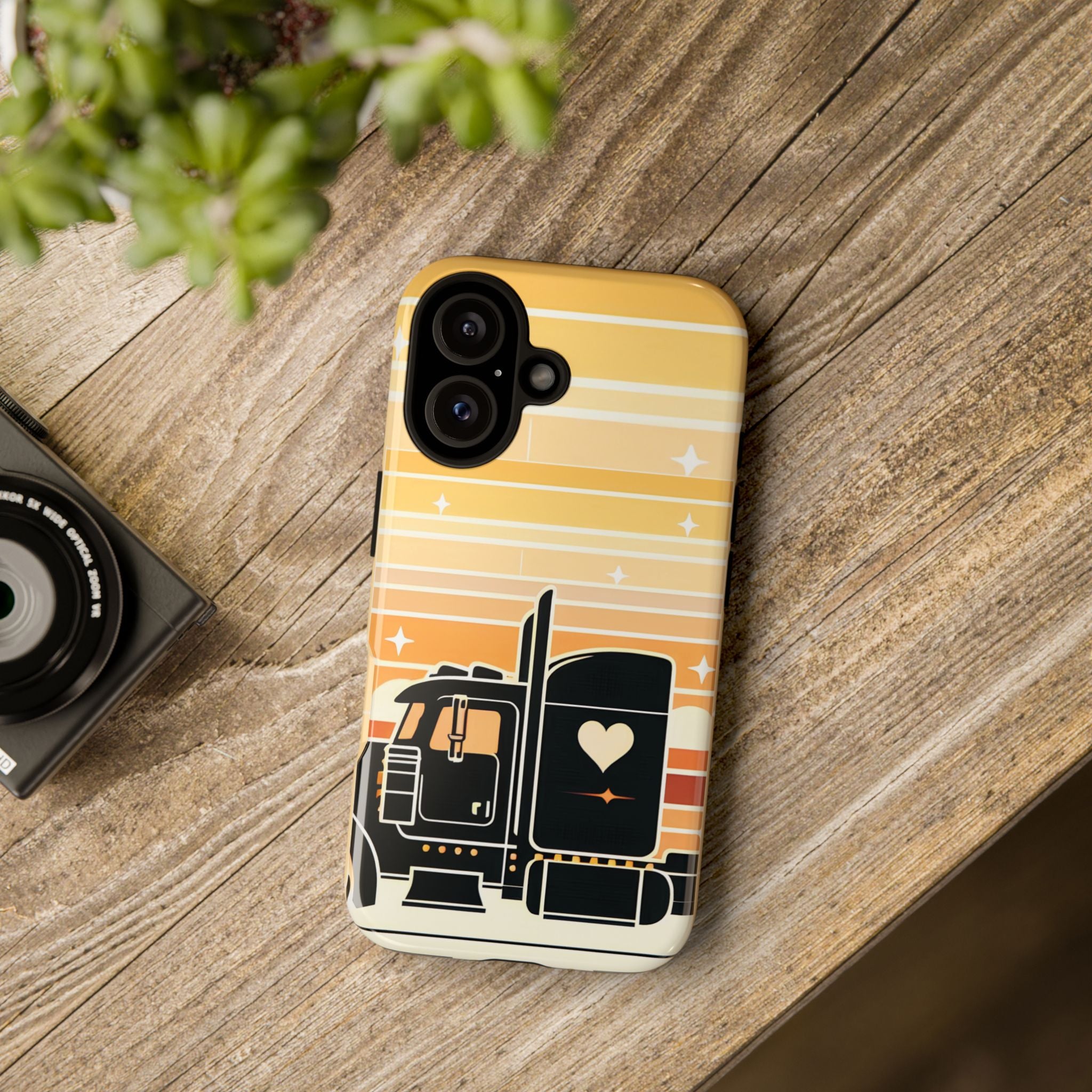 Trucker Heart Phone Case — Retro Semi Truck Protective Phone Cover
