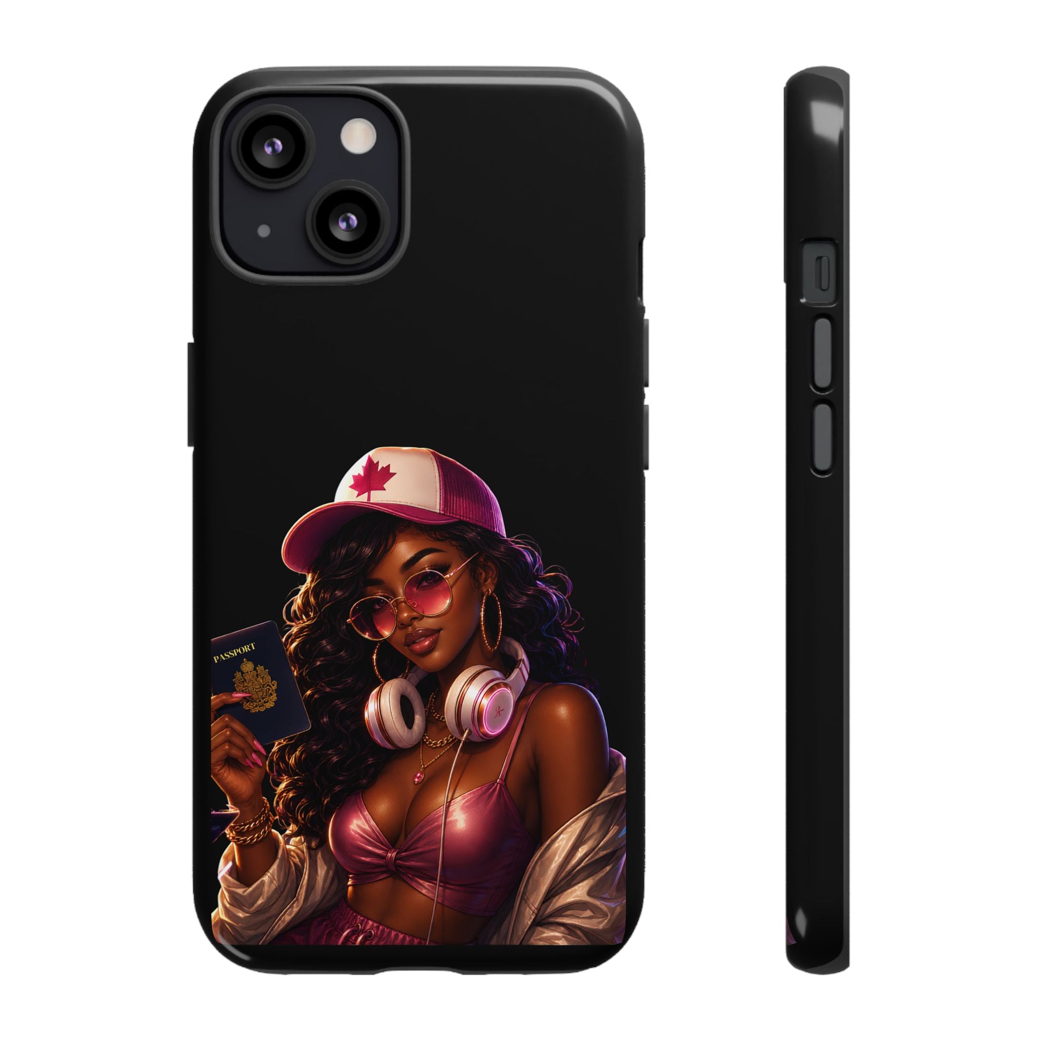 Phone Case — Stylish Urban Woman Design with Maple Cap