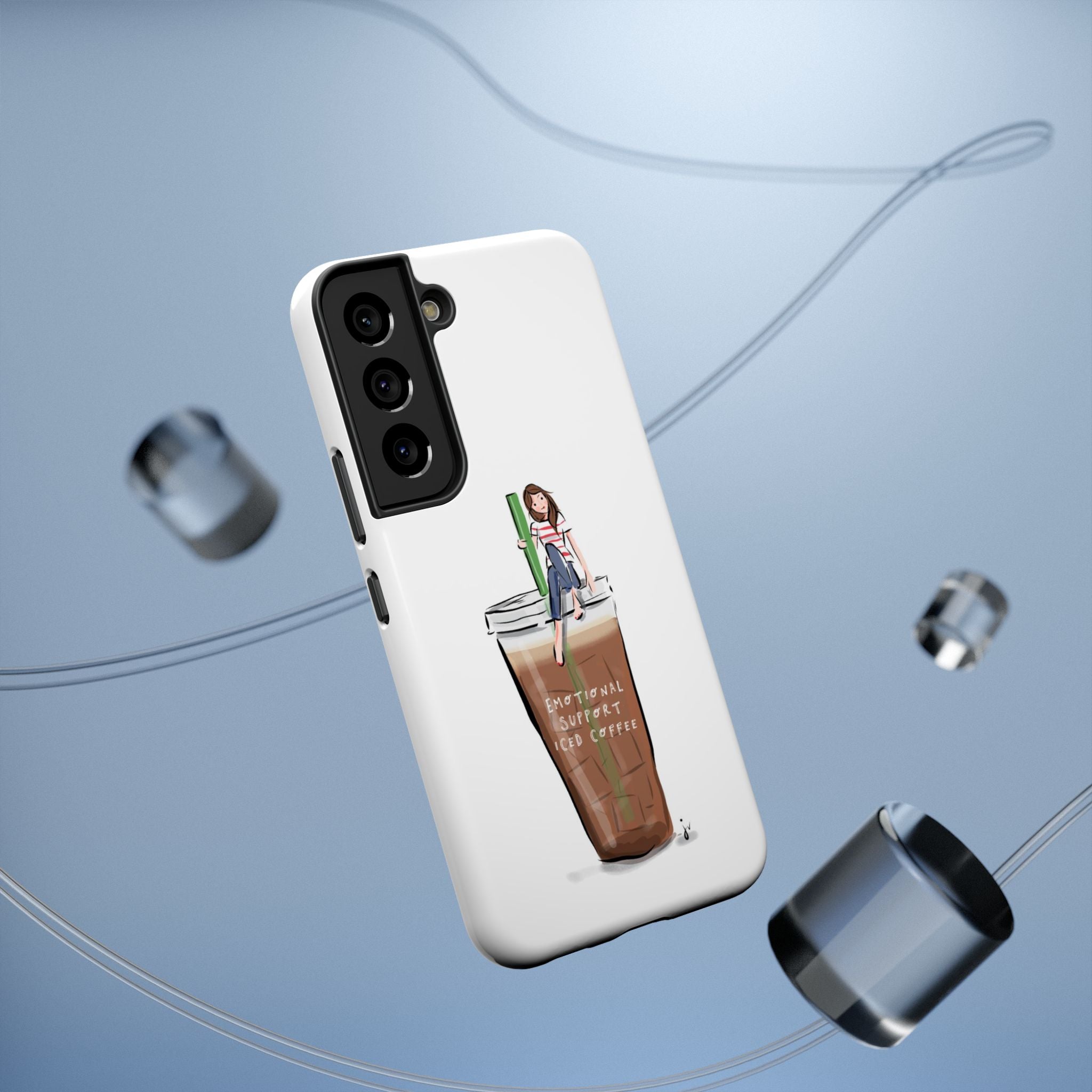 Iced Coffee & Me Phone Case — Cute Illustration 'Emotional Support Iced Coffee' Impact-Resistant Case