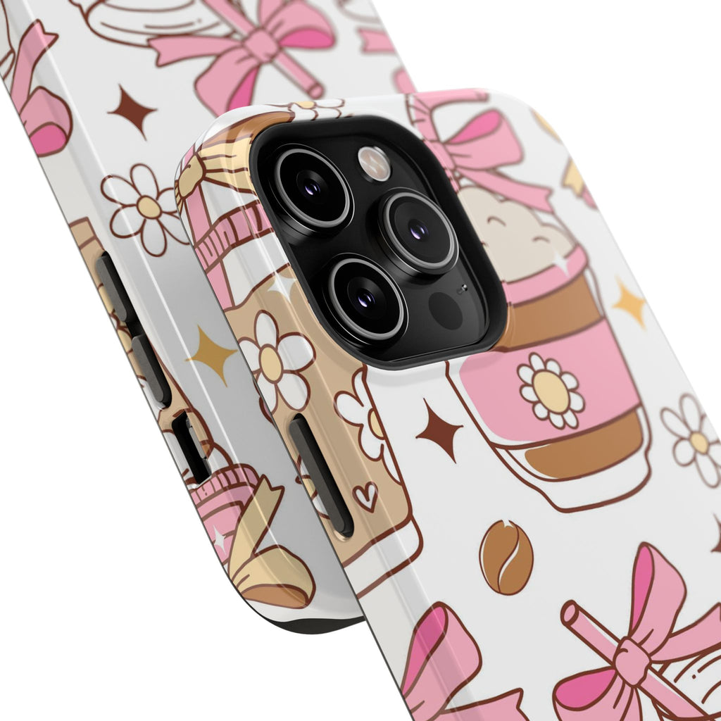 Cute Pink Coffee & Latte Pattern Impact Phone Case