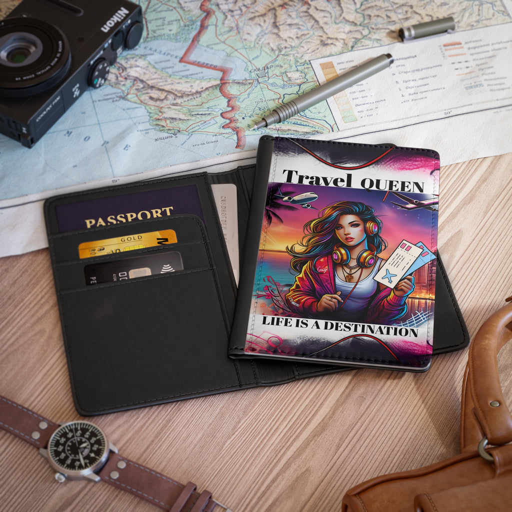Travel Queen Passport Cover — 'Life Is A Destination' Travel Wallet for Women