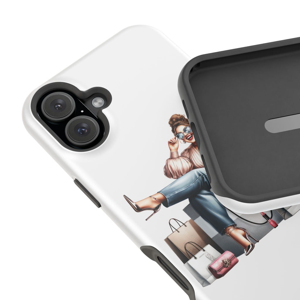 Magnetic Impact-Resistant Case — Luxury Shopper Goddess on Clouds Phone Cover