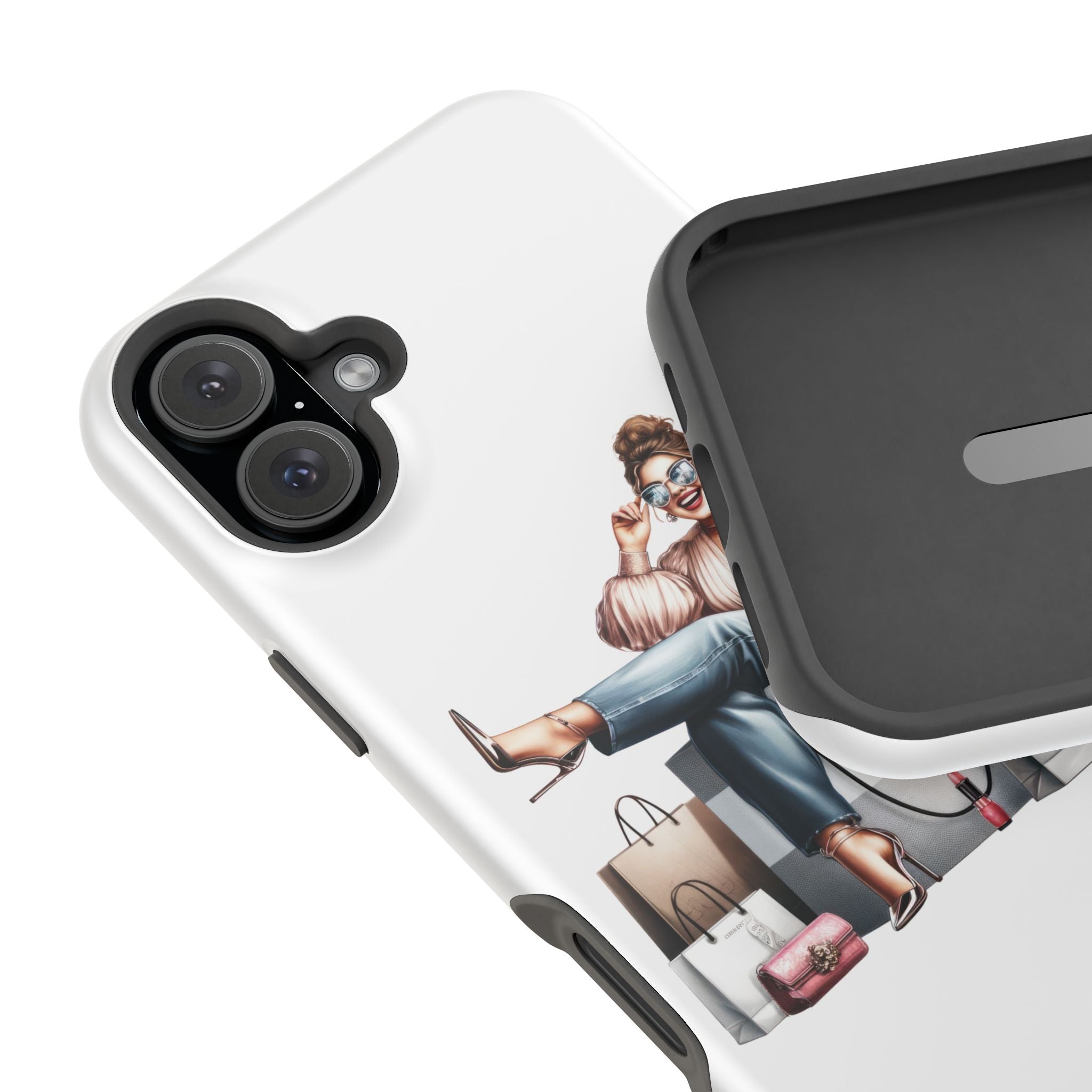 Magnetic Impact-Resistant Case — Luxury Shopper Goddess on Clouds Phone Cover