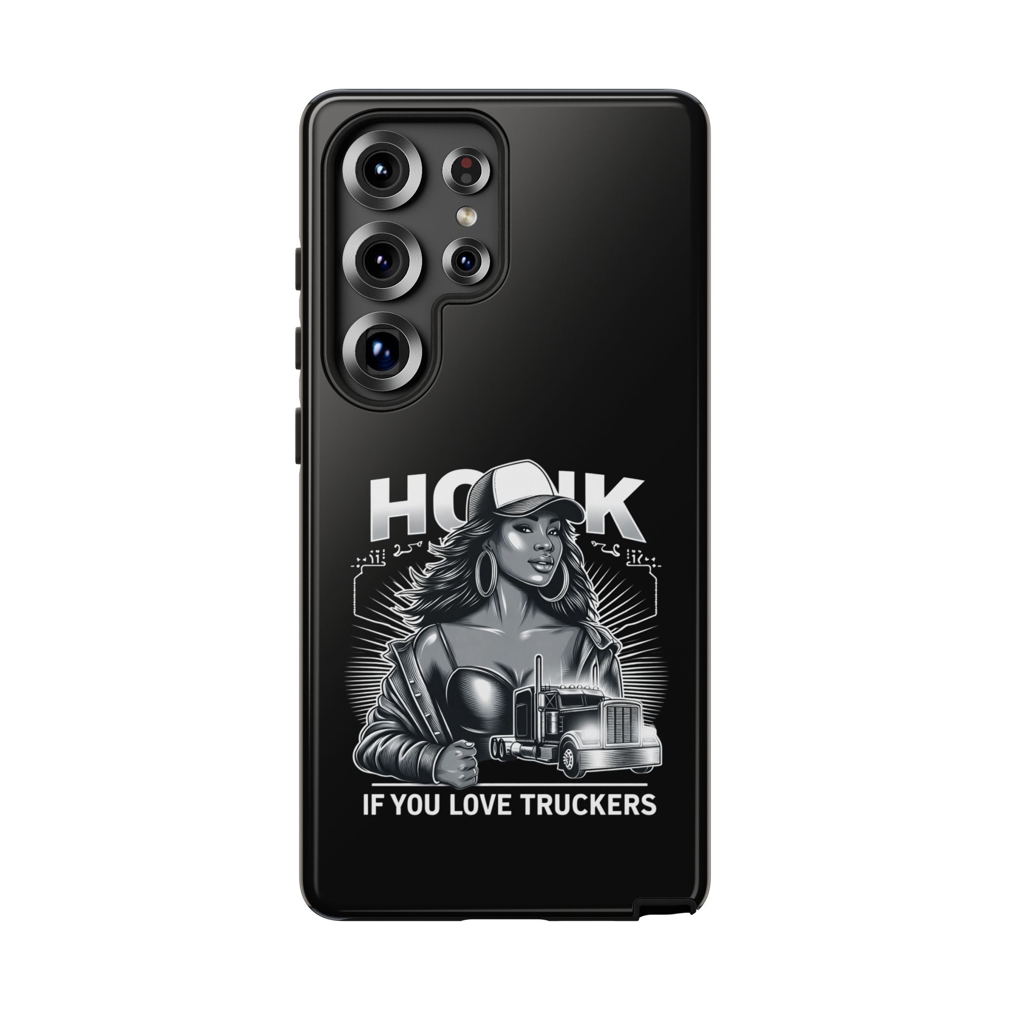 Phone Case — 'Honk' Trucker Girl Retro Semi Truck Protective Case