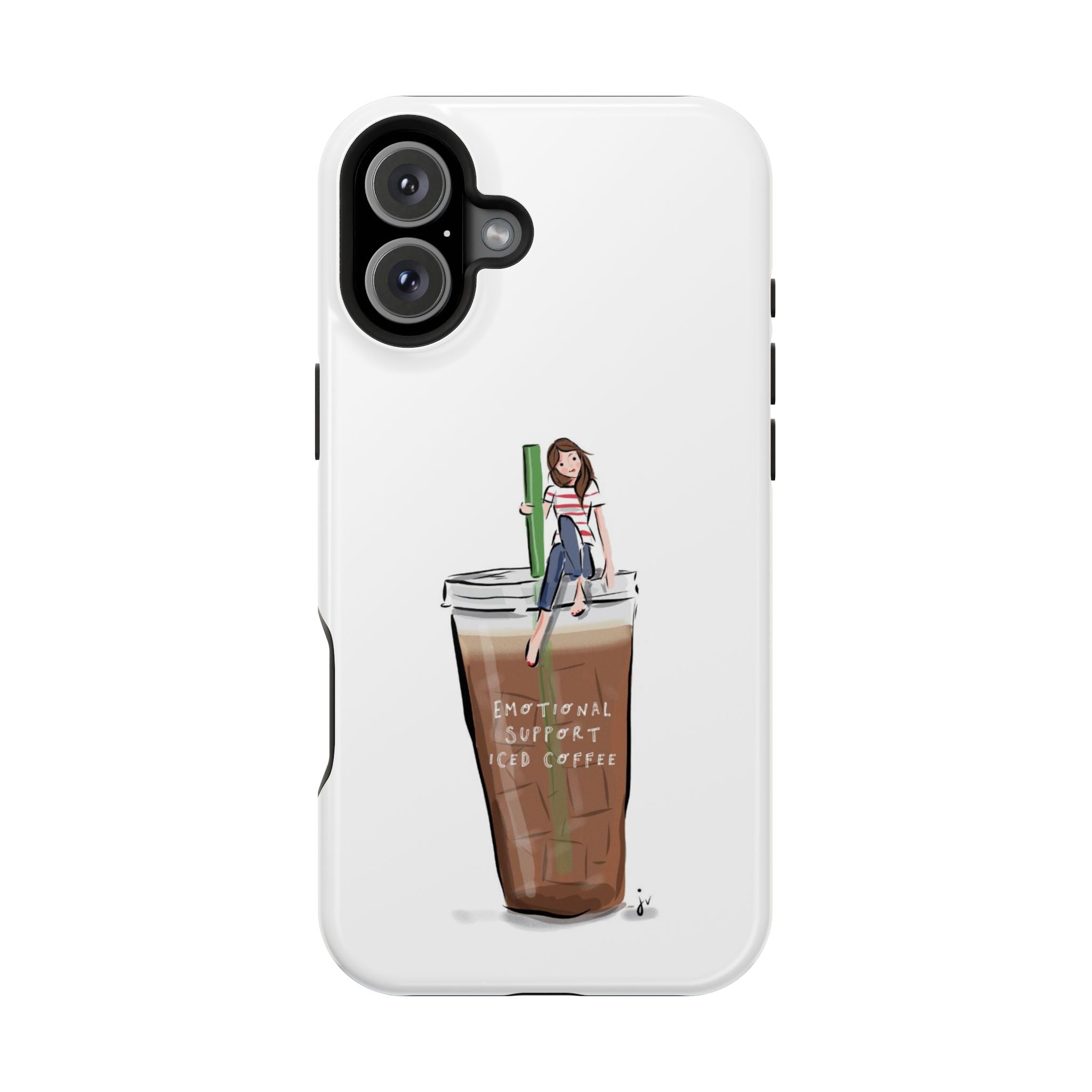 Iced Coffee & Me Phone Case — Cute Illustration 'Emotional Support Iced Coffee' Impact-Resistant Case