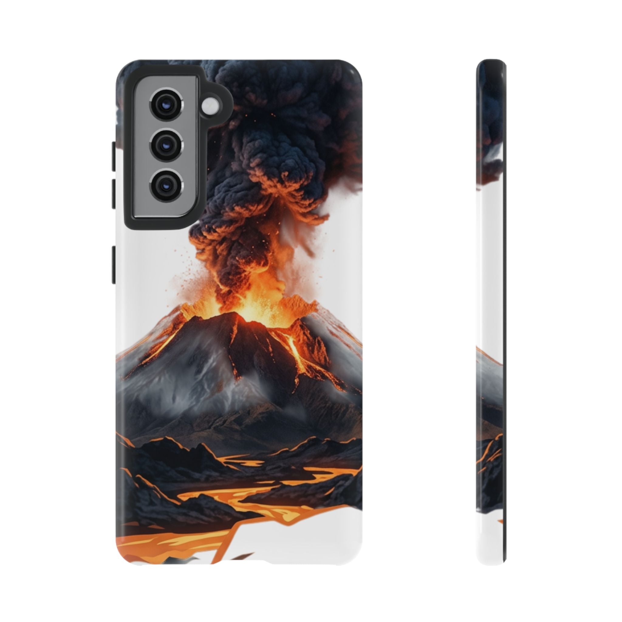 Volcano Eruption Tough Phone Case — Fiery Lava Protective Cover