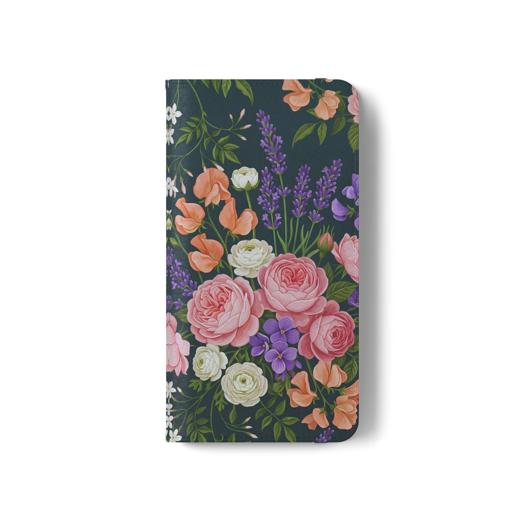 Floral Flip Phone Case -Wallet Cover with Card Slots