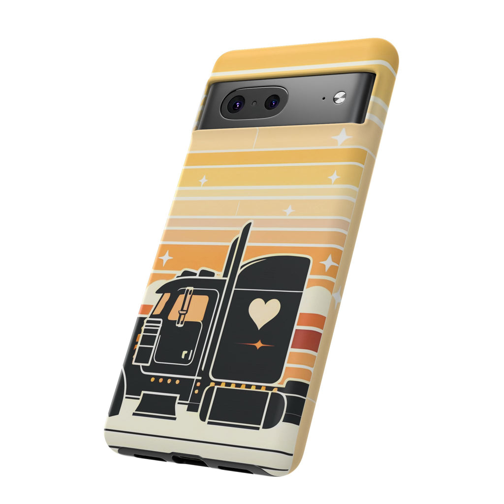 Trucker Heart Phone Case — Retro Semi Truck Protective Phone Cover