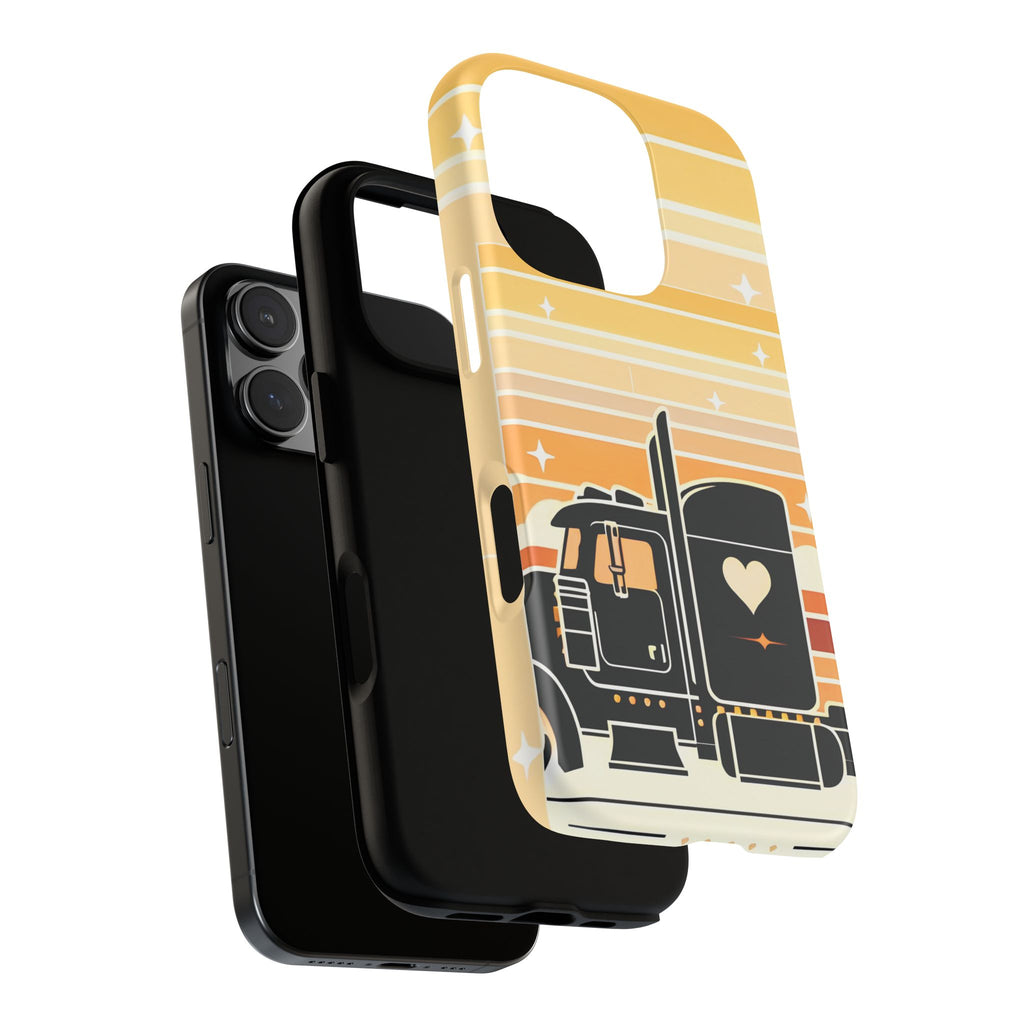 Trucker Heart Phone Case — Retro Semi Truck Protective Phone Cover