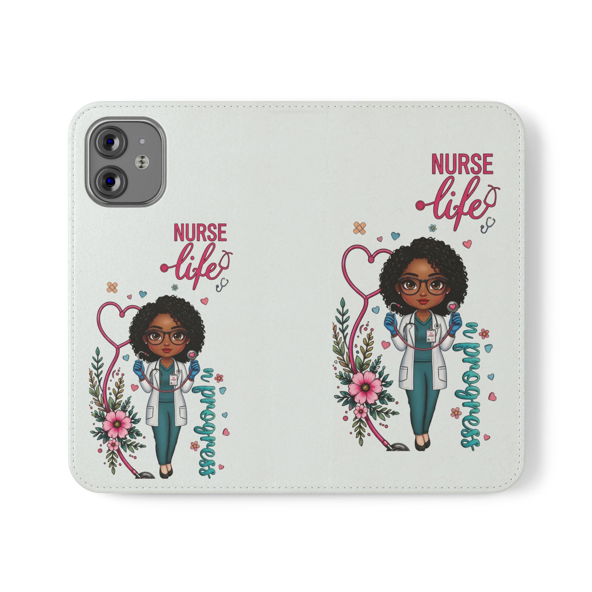 Nurse Life Floral Flip Phone Case - Medical RN Wallet Cover